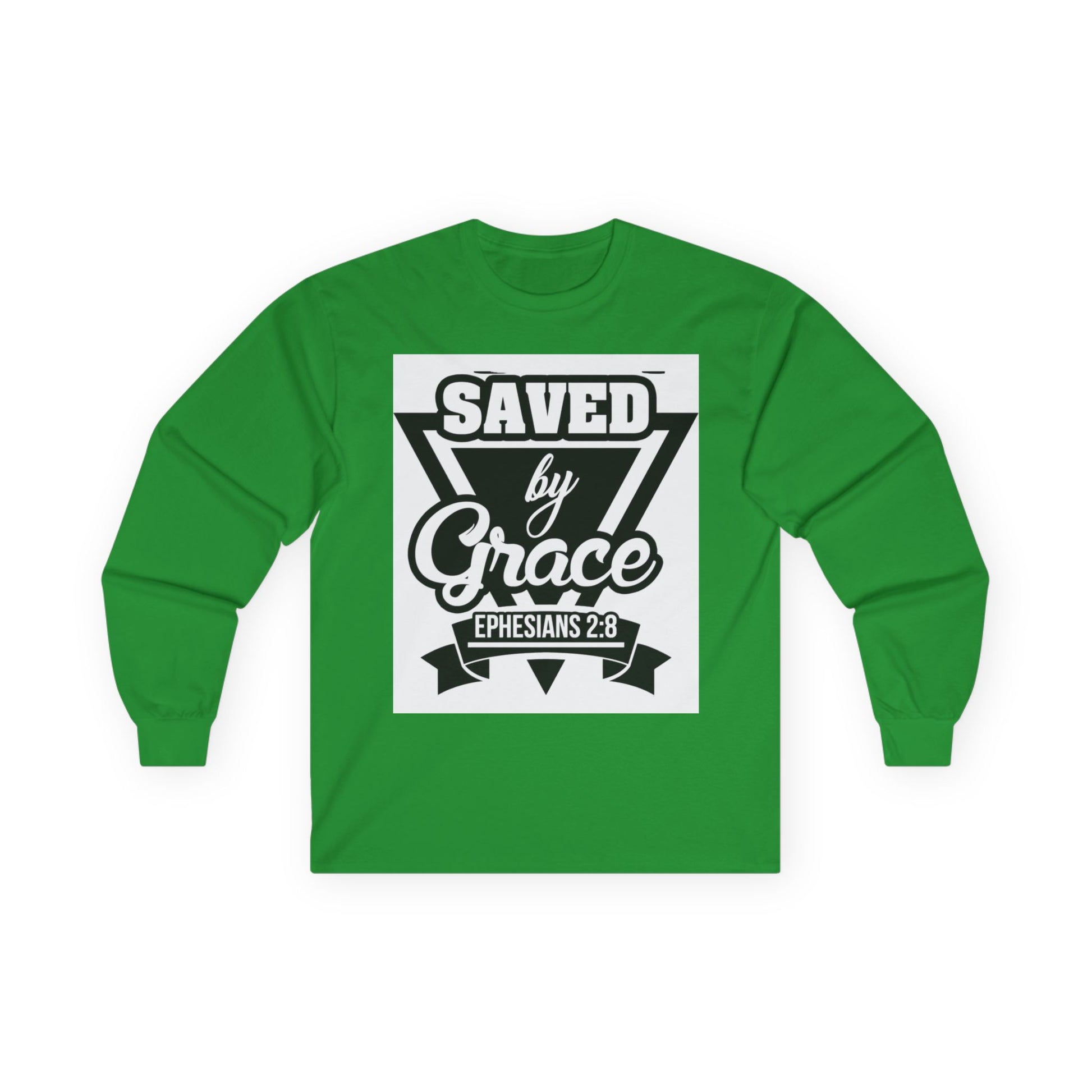 Christian Long Sleeve Tee - Saved by Grace, Faith Shirt, Religious Apparel, Gift for Believers, Ephesians 2:8