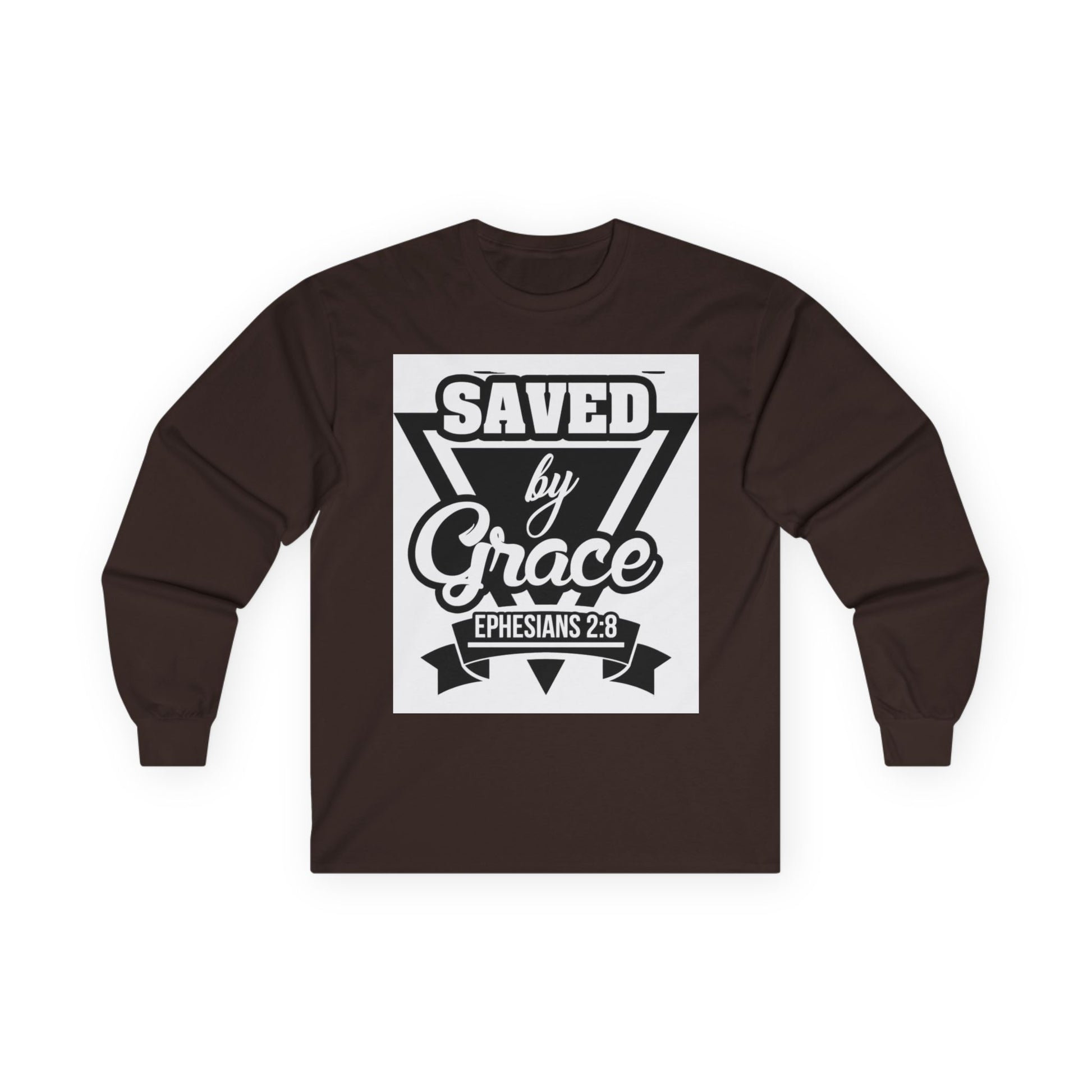 Christian Long Sleeve Tee - Saved by Grace, Faith Shirt, Religious Apparel, Gift for Believers, Ephesians 2:8