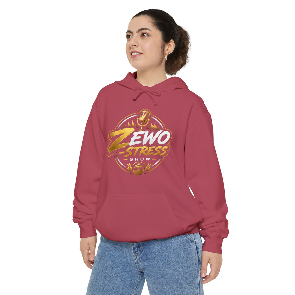 Z-Stress Hoodie — Relaxed Graphic Pullover with Gold Zen Design