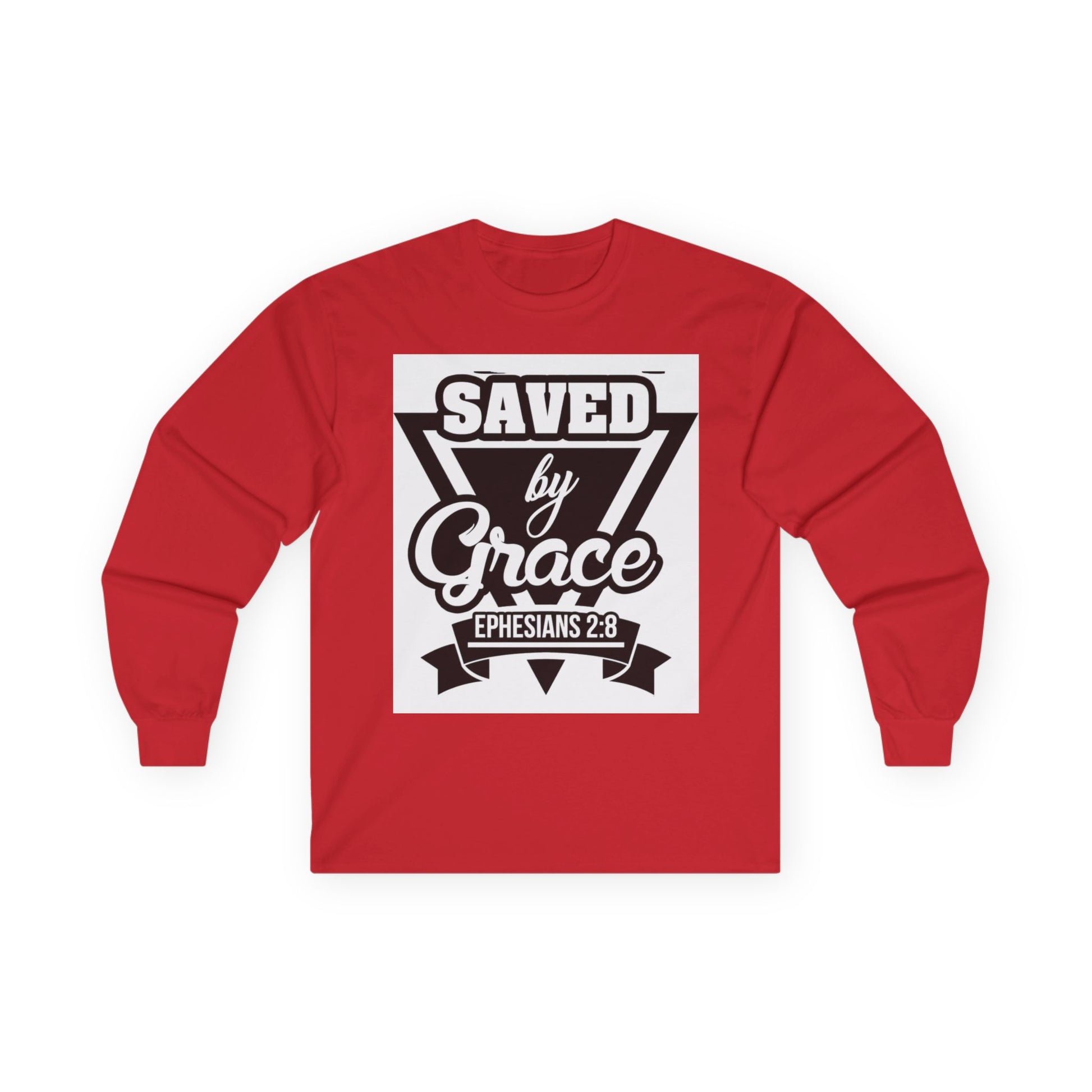 Christian Long Sleeve Tee - Saved by Grace, Faith Shirt, Religious Apparel, Gift for Believers, Ephesians 2:8