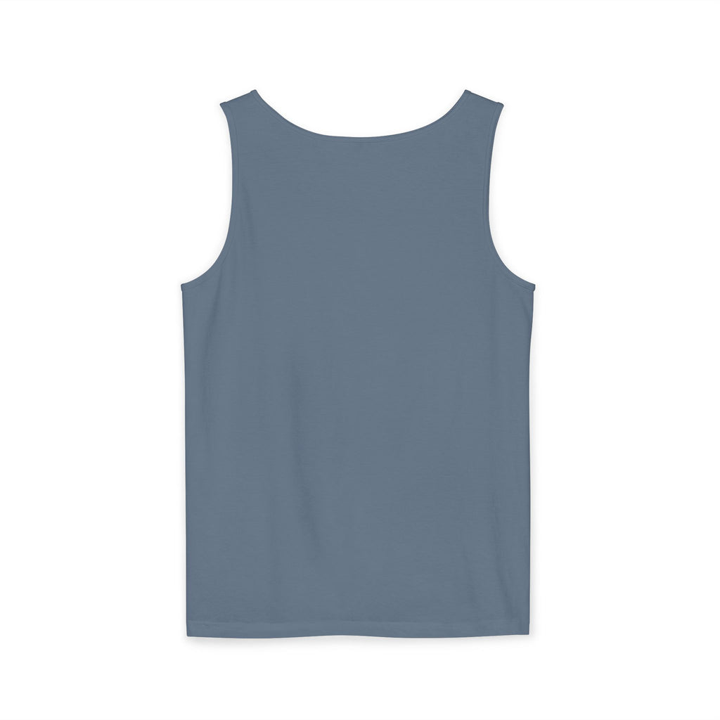 Palm Oasis Tank Top — Golden Tropical Graphic Summer Tee