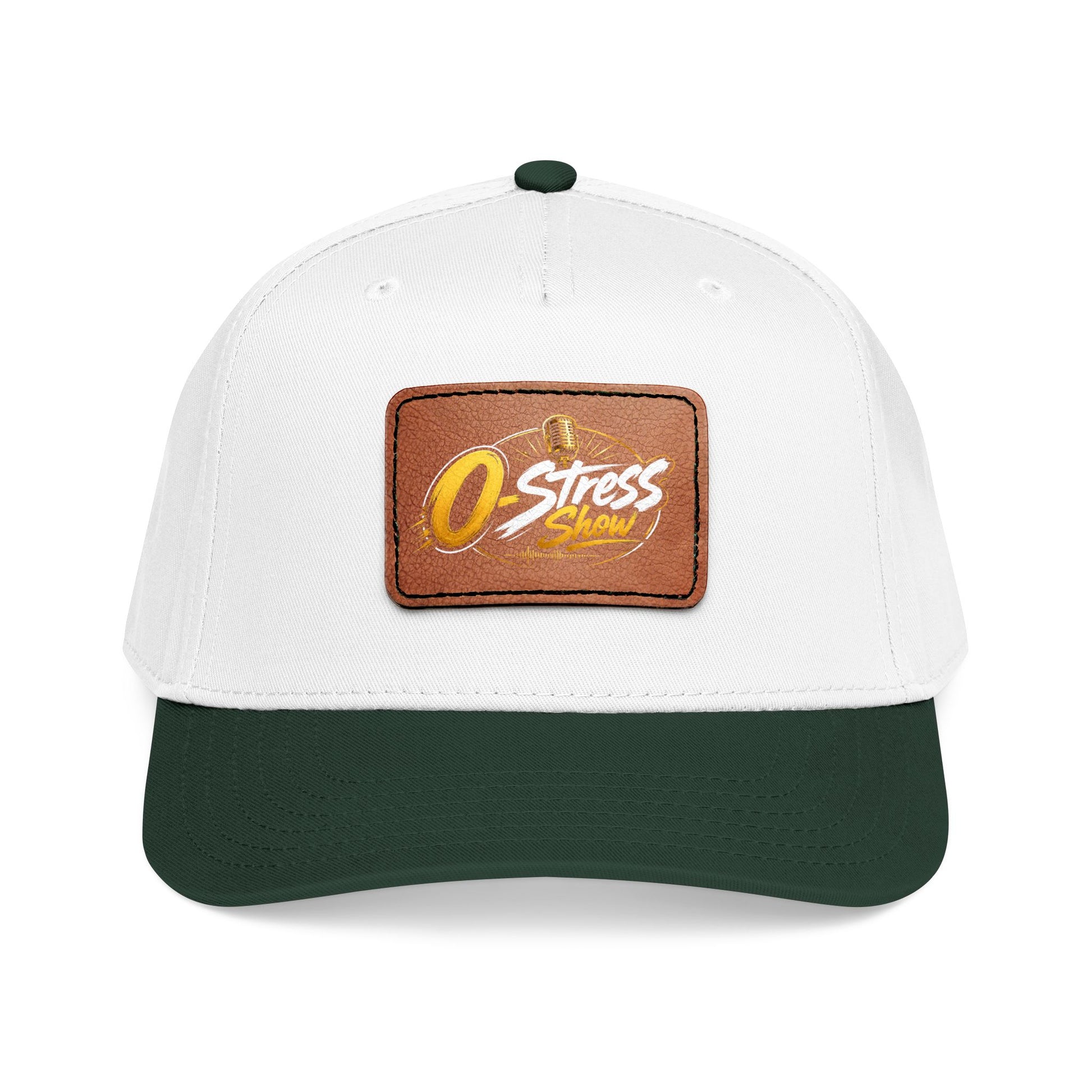Leather Patch Baseball Cap — "No Stress" Retro Logo