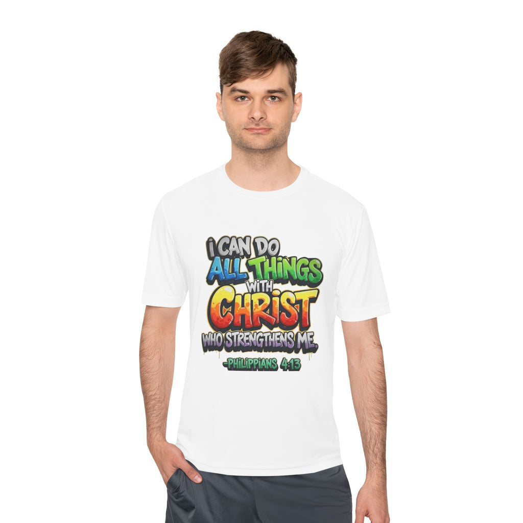 Christian Graphic Tee — "I Can Do All Things With Christ" Philippians 4:13 Moisture-Wicking Shirt