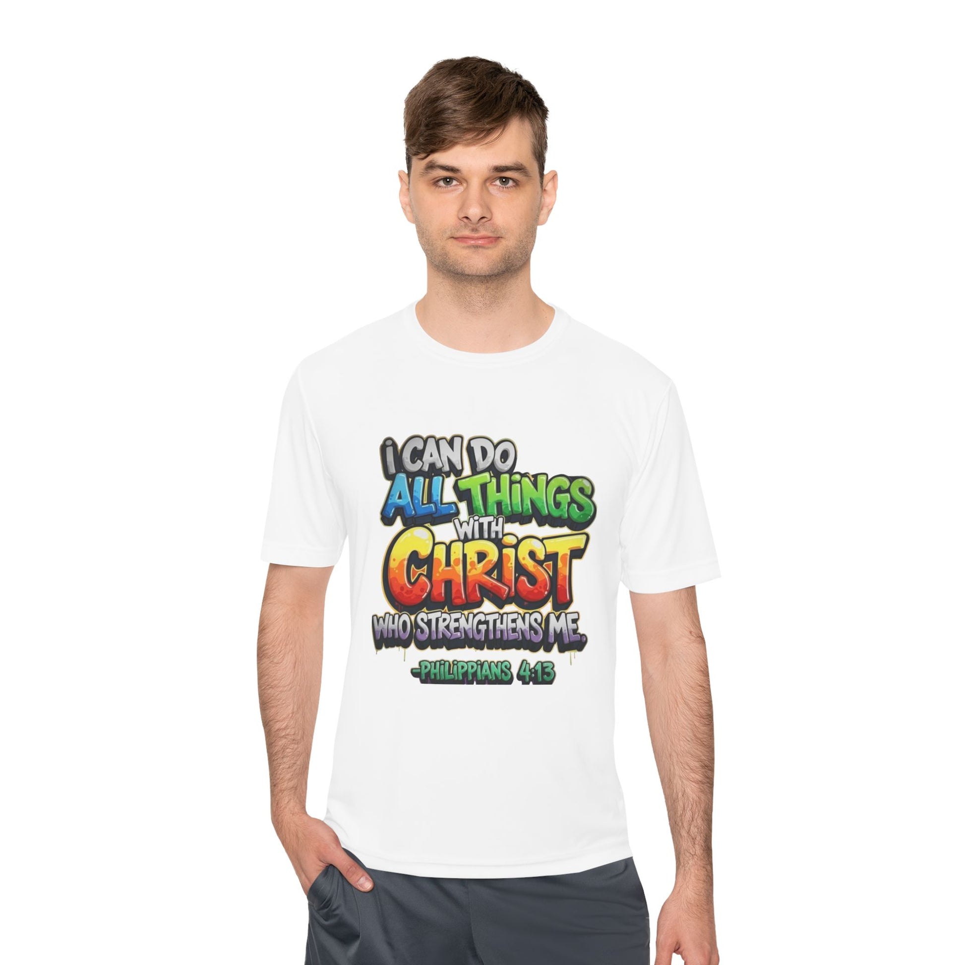 Christian Graphic Tee — "I Can Do All Things With Christ" Philippians 4:13 Moisture-Wicking Shirt