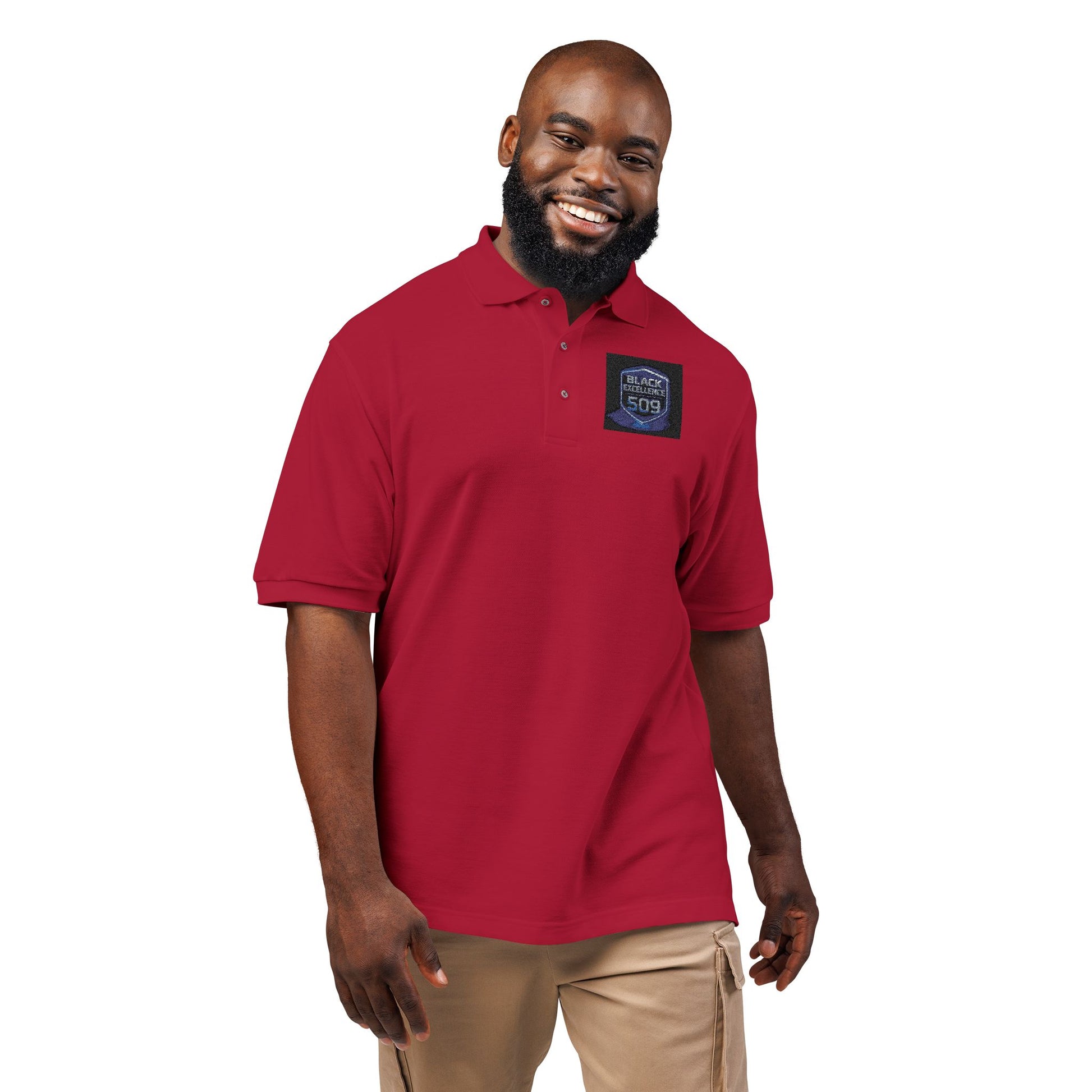 Embroidered 'Stay Weird' Blue Galaxy Polo