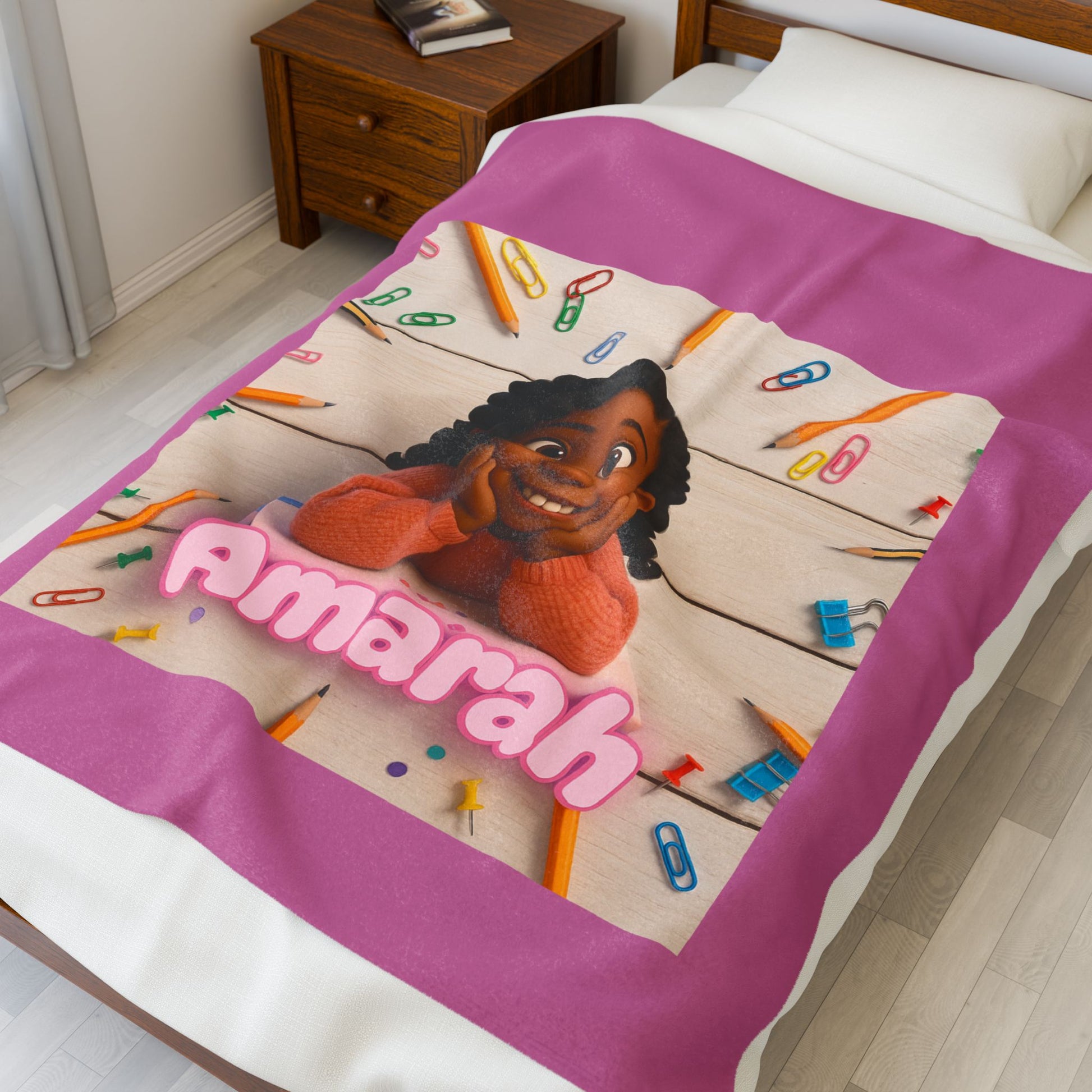 Personalized Velveteen Plush Blanket for Kids, Cozy Custom Blanket, Great Gift for Birthdays, Indoor Snuggles, Baby Shower