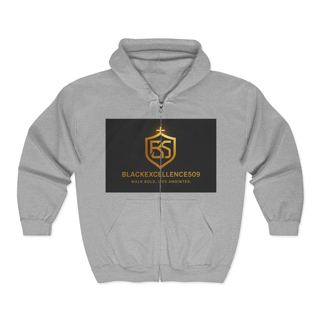 Gold Logo Zip-Up Hoodie - Comfortable Streetwear, Perfect for Casual Outings, Gifts for Trendsetters, Athletes, Everyday Wear