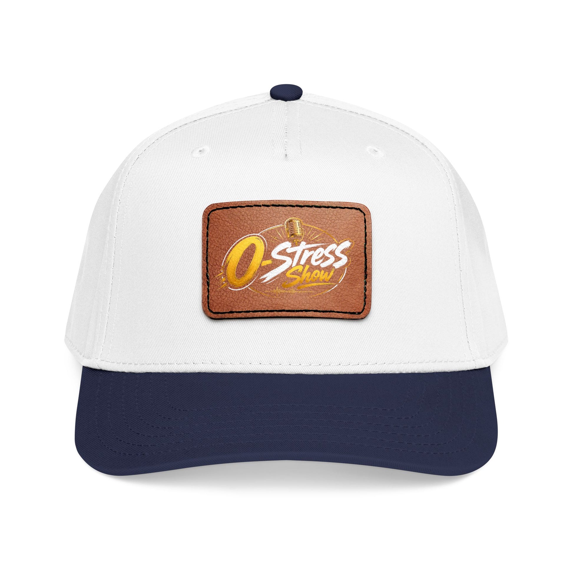 Leather Patch Baseball Cap — "No Stress" Retro Logo