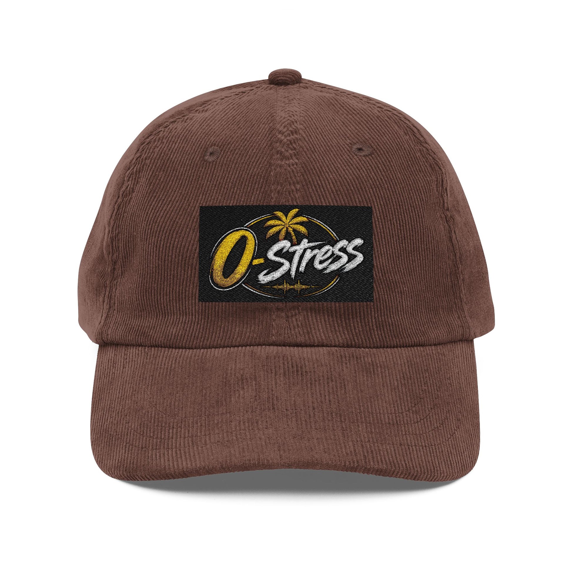 Vintage Corduroy Cap – Embroidered "O Stress" Palm Logo