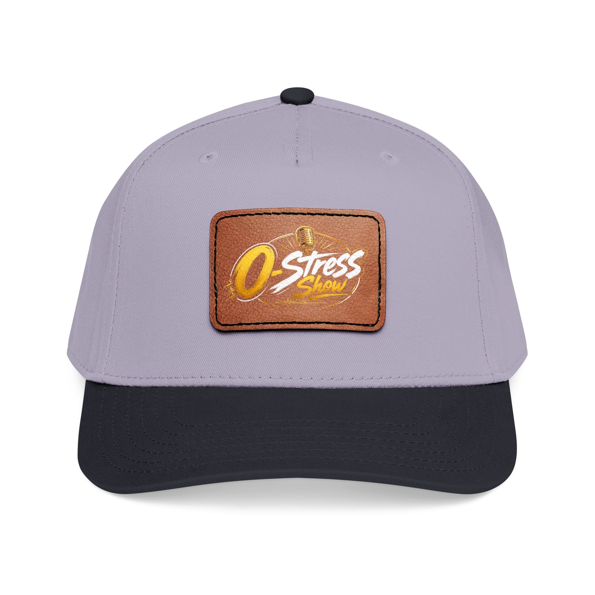 Leather Patch Baseball Cap — "No Stress" Retro Logo