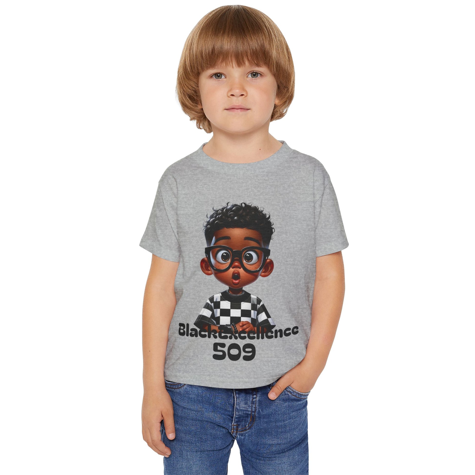 Toddler T-Shirt — 'Black Excellence 509' Cute Cartoon Boy Graphic