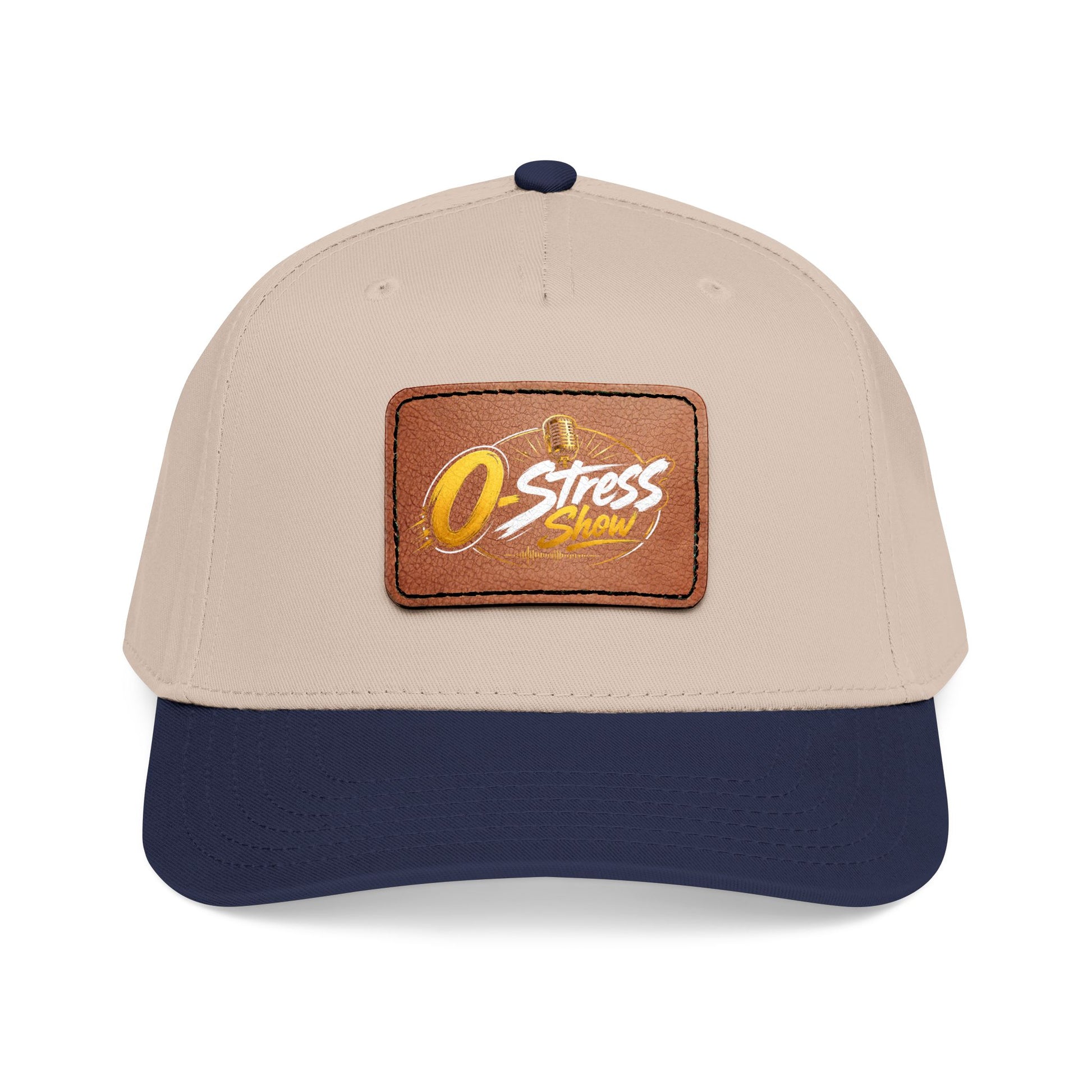 Leather Patch Baseball Cap — "No Stress" Retro Logo