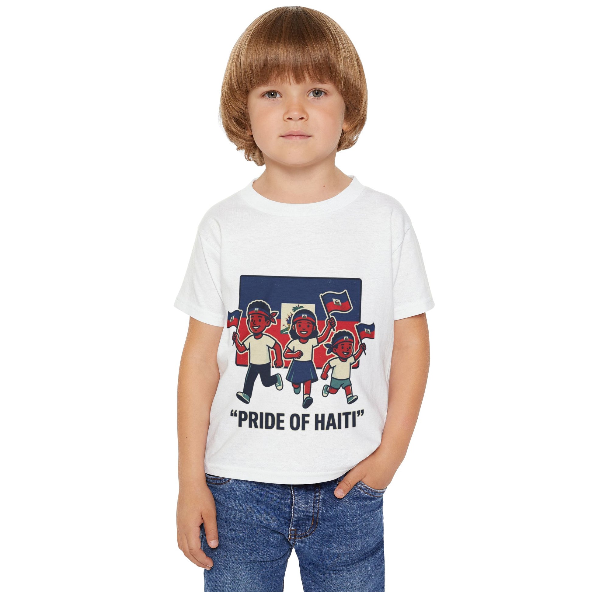 Toddler T-Shirt — “Pride of Haiti” Kids Graphic Tee (Patriotic Haiti Flag Design)