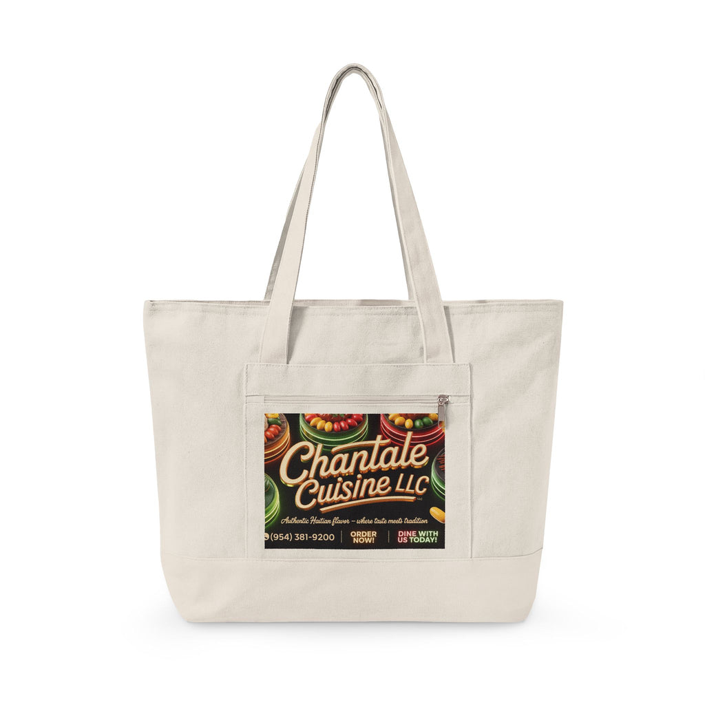 Canvas Tote Bag — Chantale Cuisine LLC Logo Zippered Market Tote