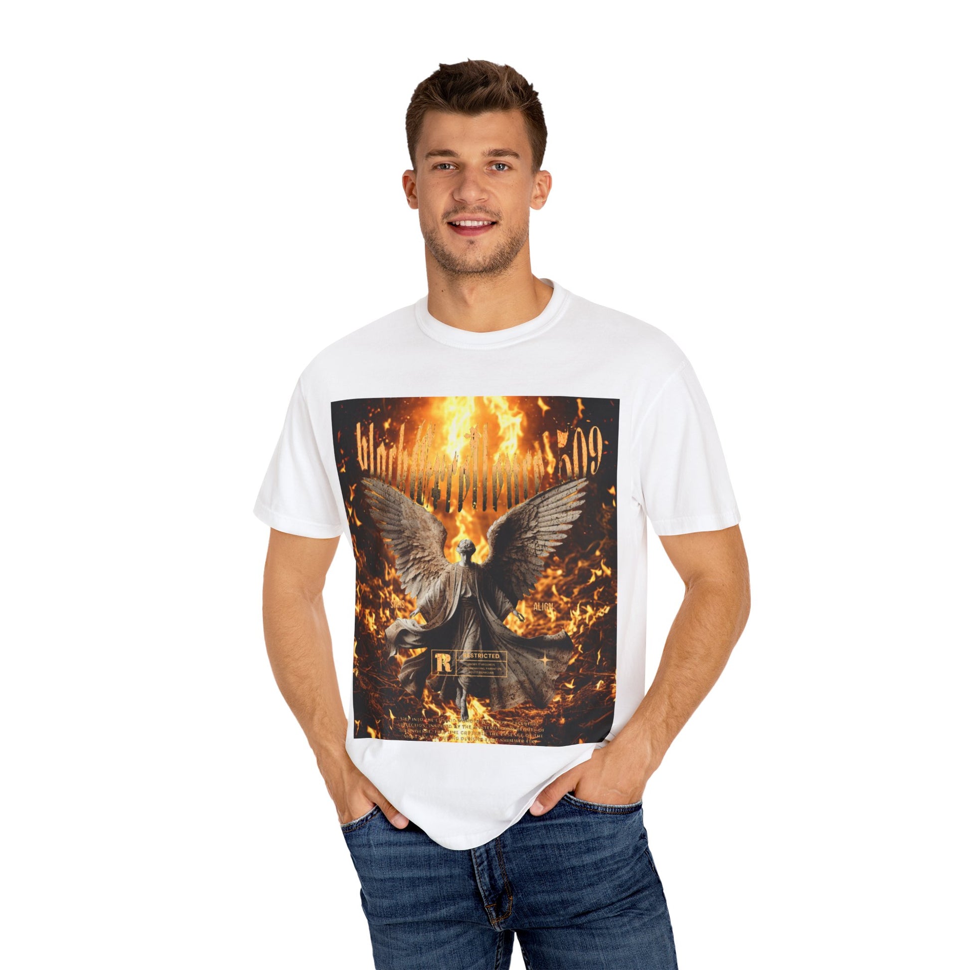Dramatic Angel Graphic T-shirt | Gothic Style Tee | Unisex Casual Shirt | Festival Wear | Unique Gift for Music Lovers