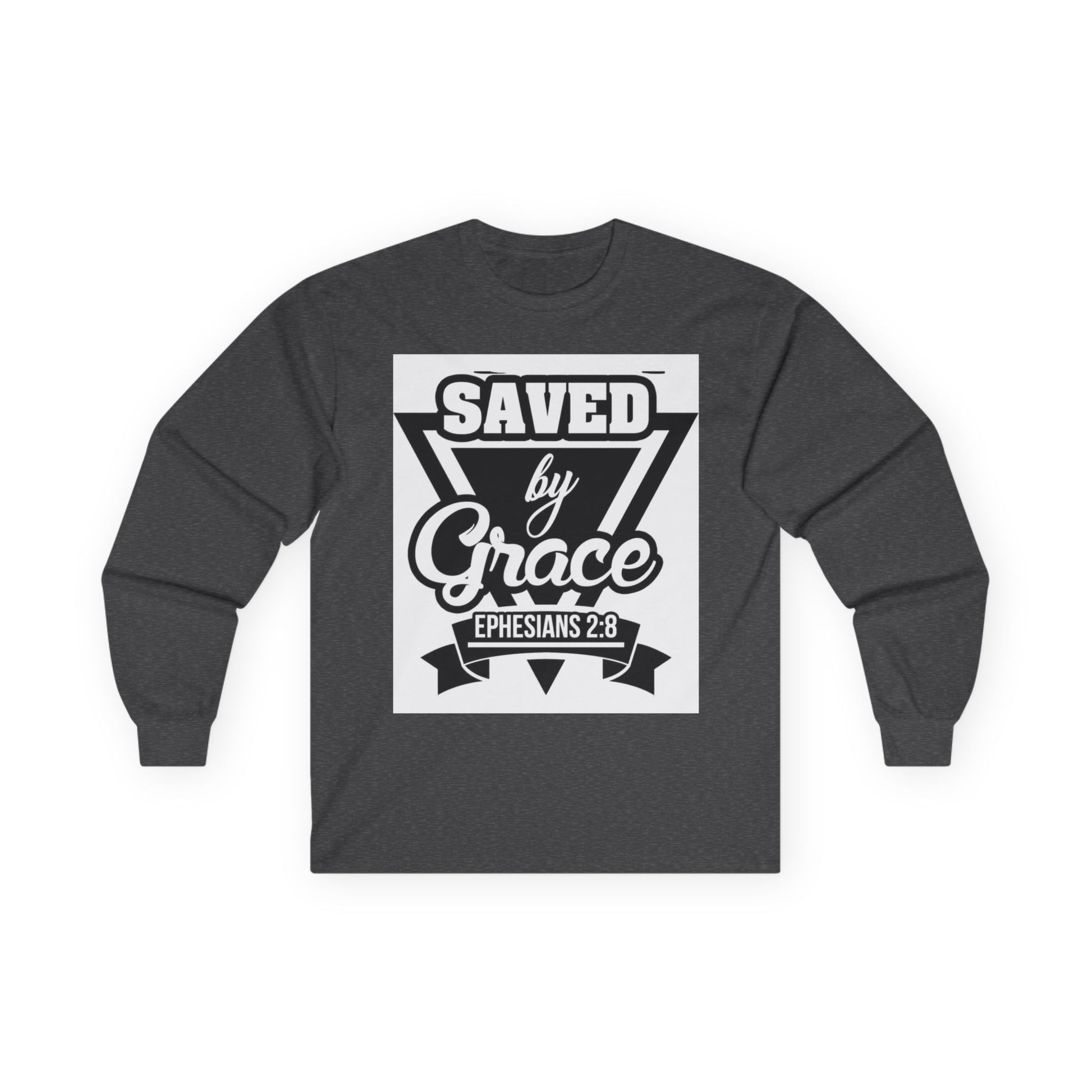 Christian Long Sleeve Tee - Saved by Grace, Faith Shirt, Religious Apparel, Gift for Believers, Ephesians 2:8
