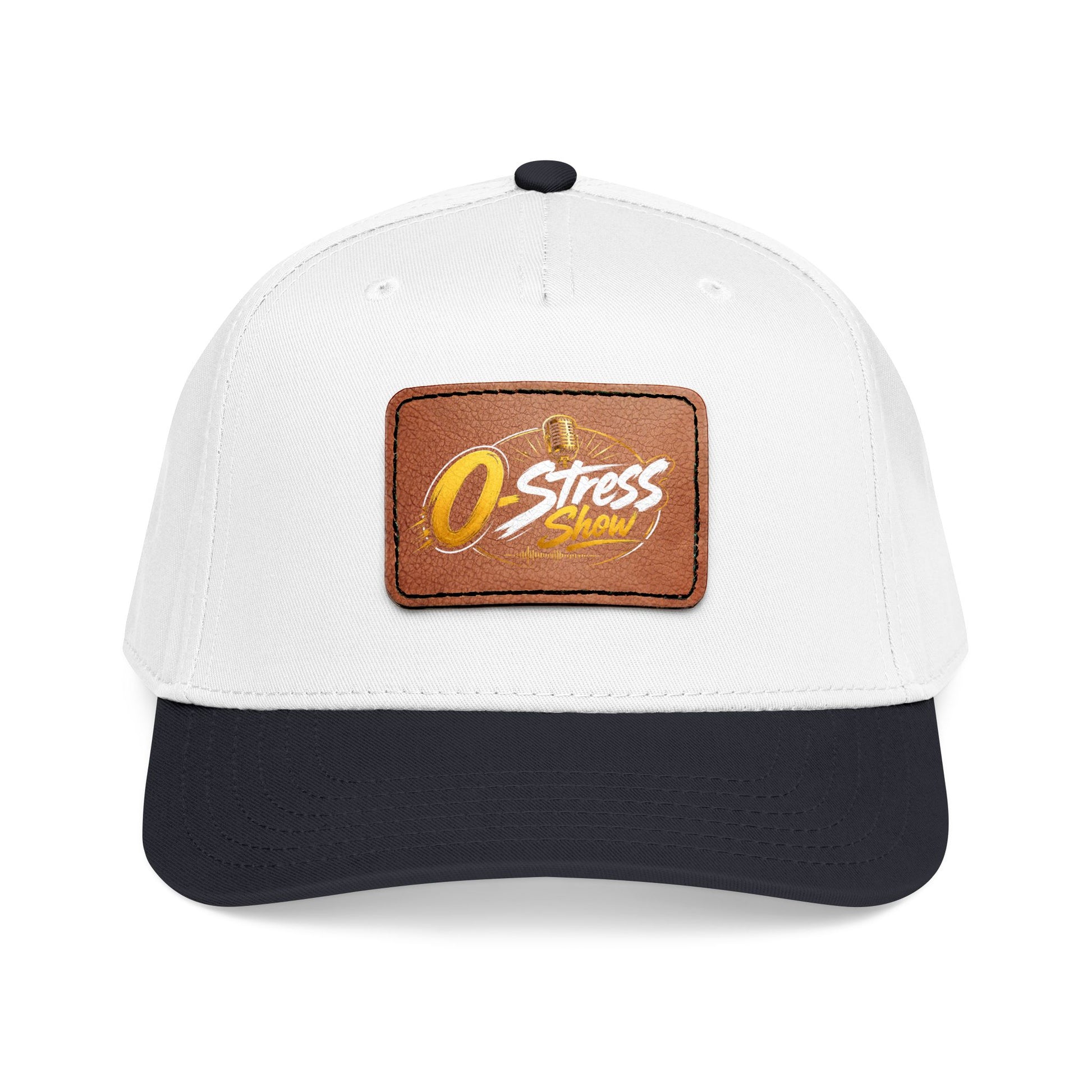 Leather Patch Baseball Cap — "No Stress" Retro Logo