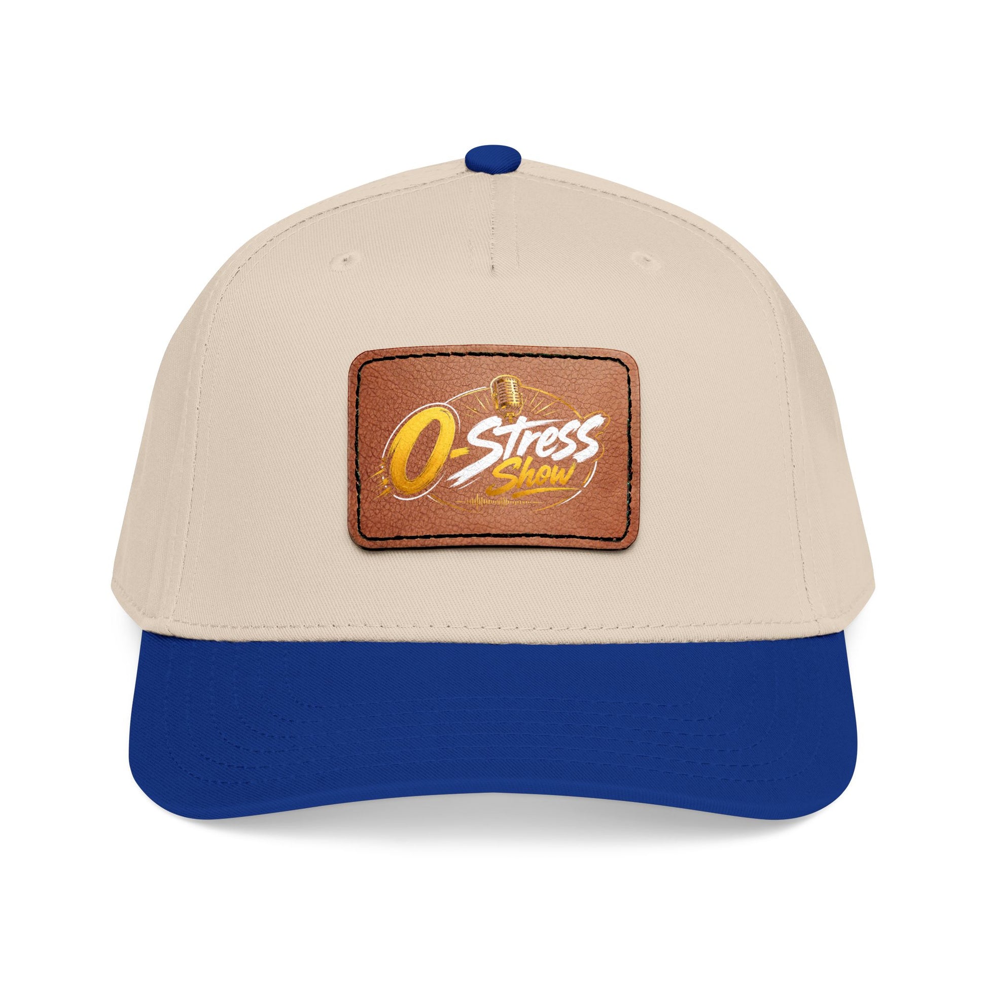 Leather Patch Baseball Cap — "No Stress" Retro Logo
