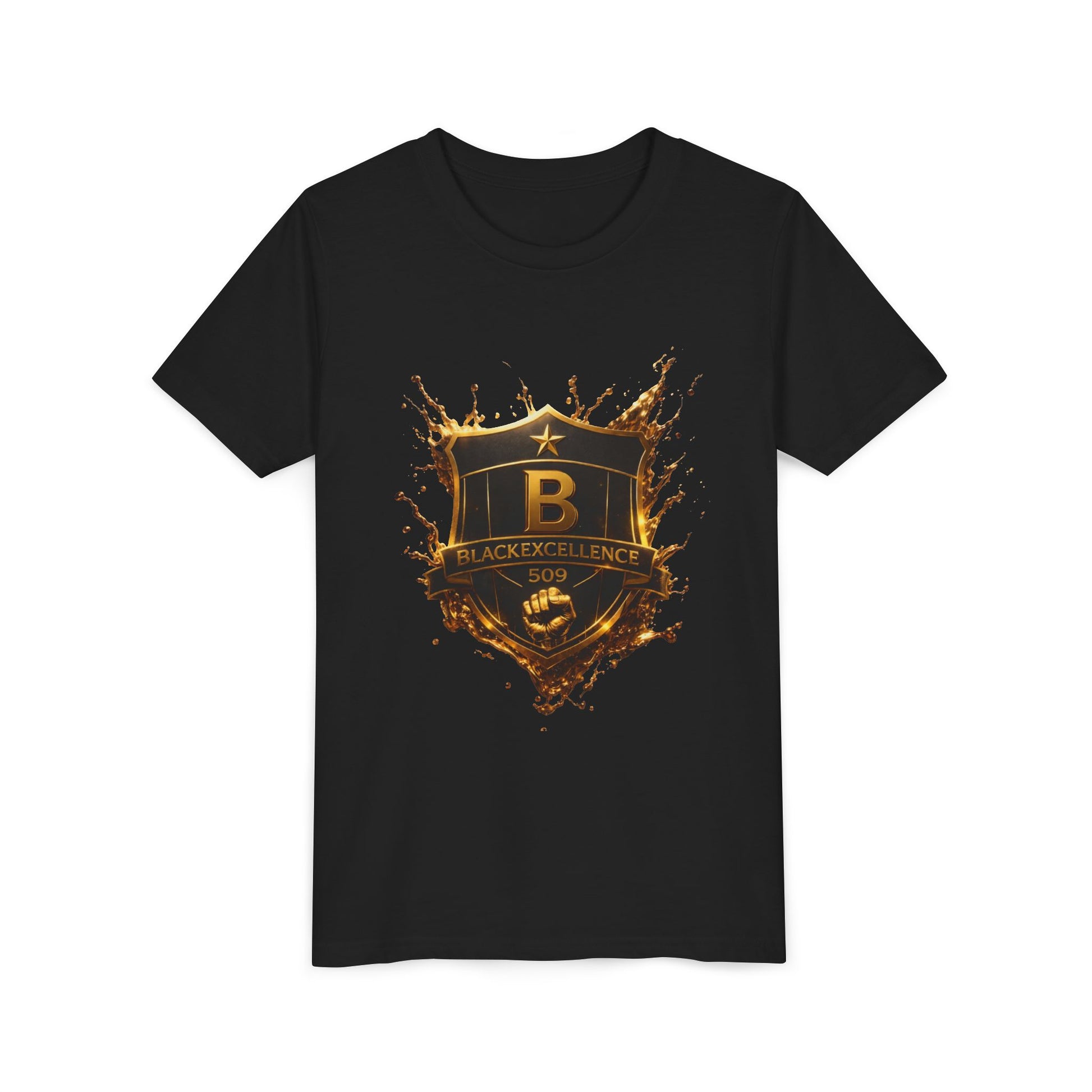 Youth Tee - Blackeyz Defense Gold Shield Graphic