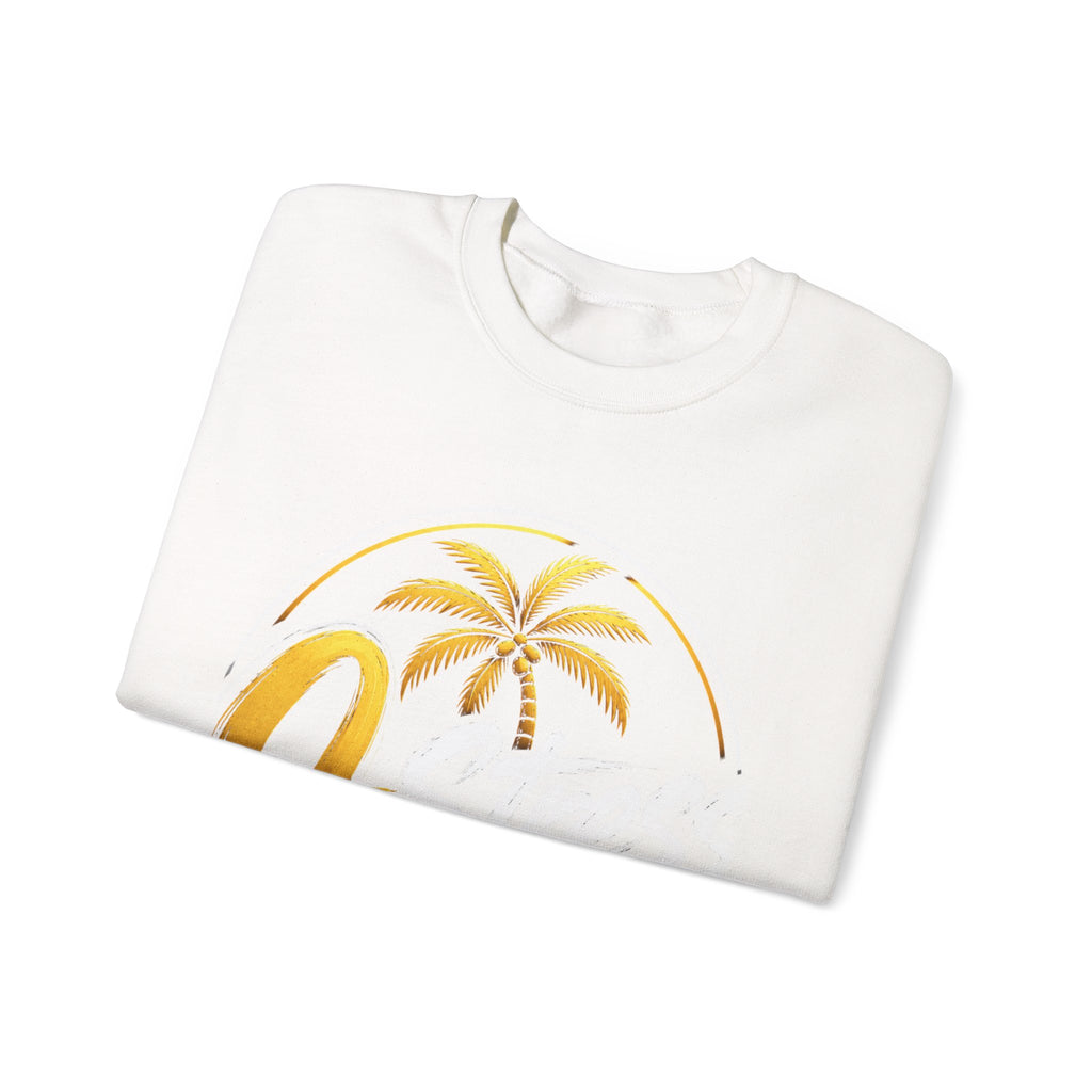 Palm Sunset Crewneck Sweatshirt — Gold Palm Circle Graphic