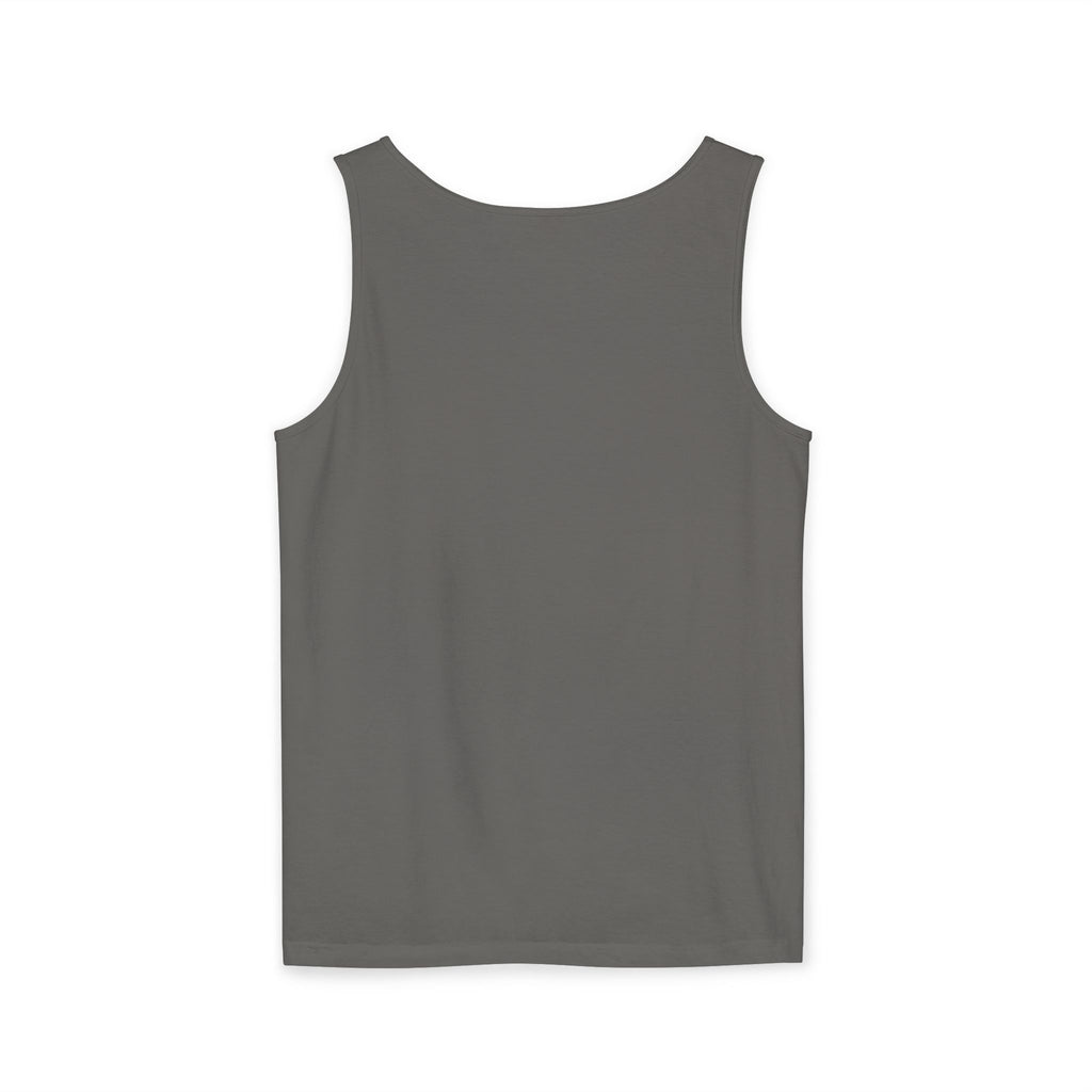 Palm Oasis Tank Top — Golden Tropical Graphic Summer Tee