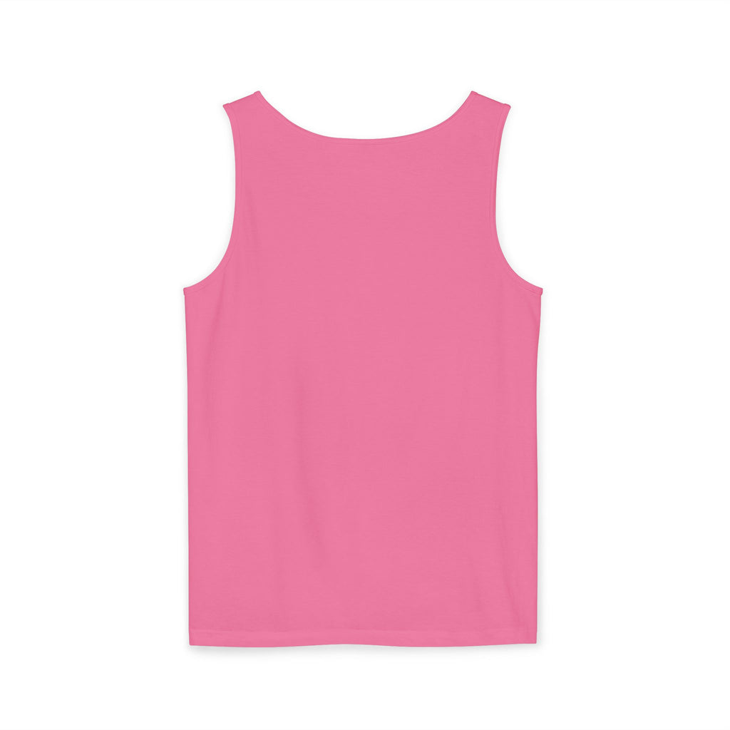 Palm Oasis Tank Top — Golden Tropical Graphic Summer Tee