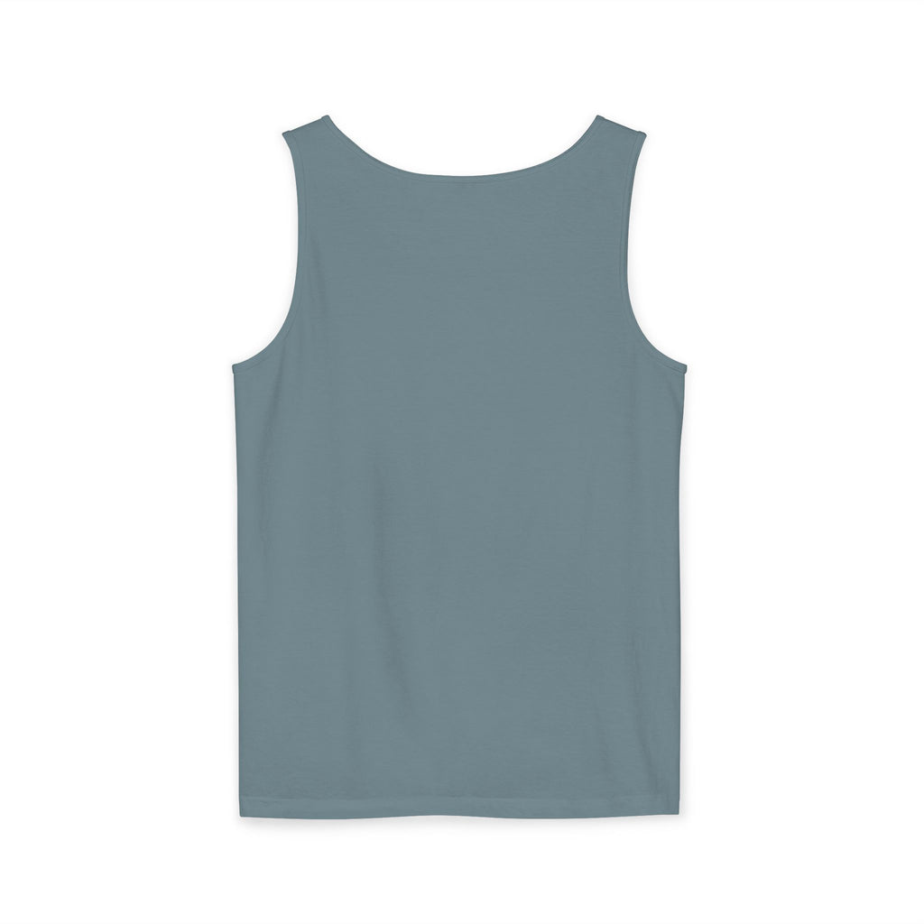 Palm Oasis Tank Top — Golden Tropical Graphic Summer Tee