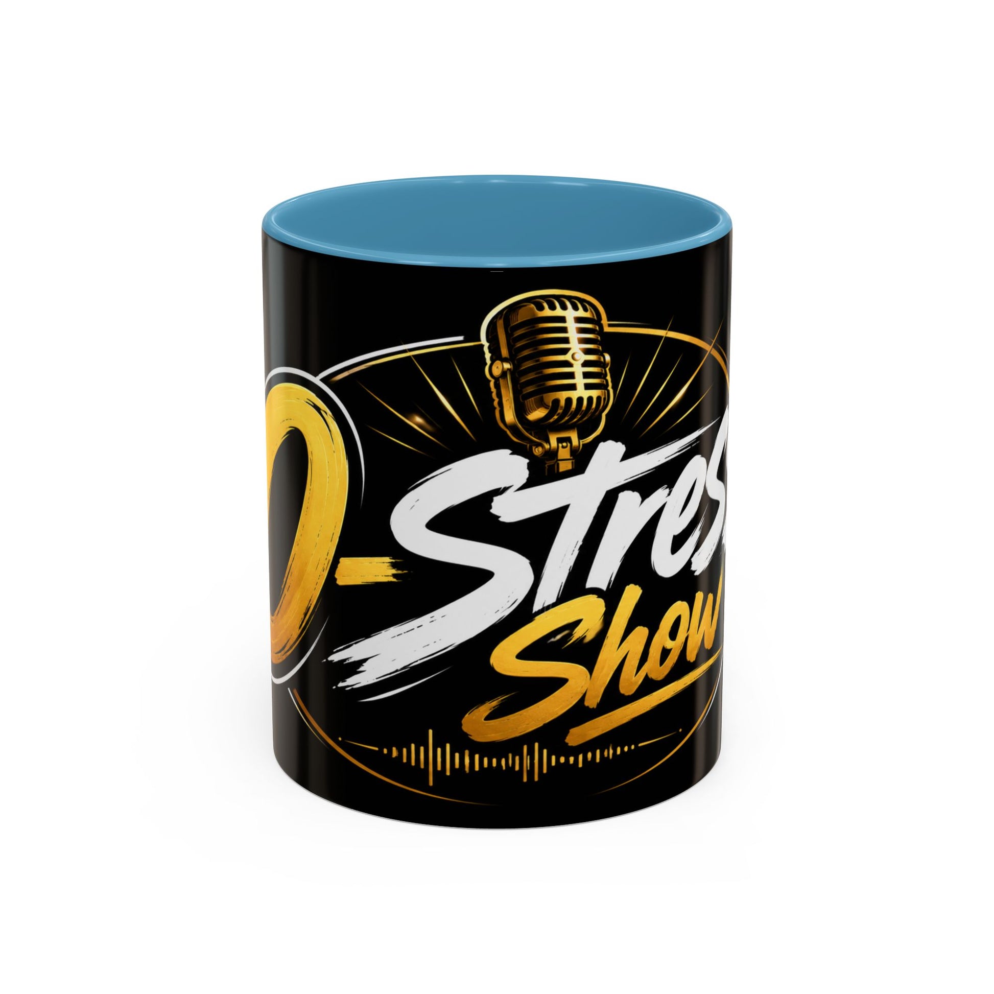 Accent Coffee Mug — '2-Stream Show' Black & Gold Podcast Logo Coffee Mug (11/15 oz)