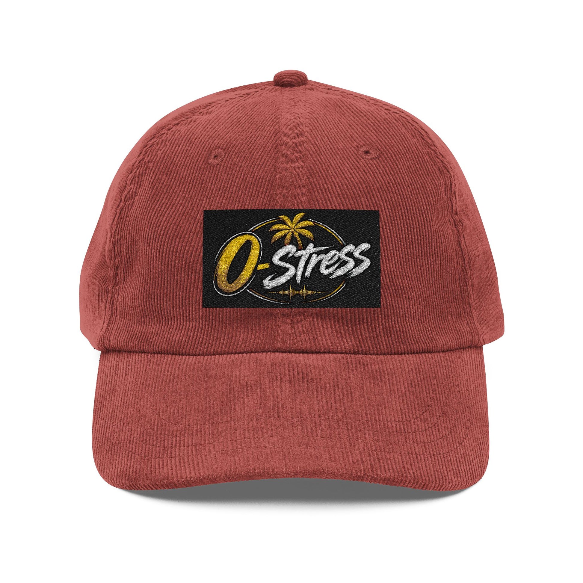 Vintage Corduroy Cap – Embroidered "O Stress" Palm Logo