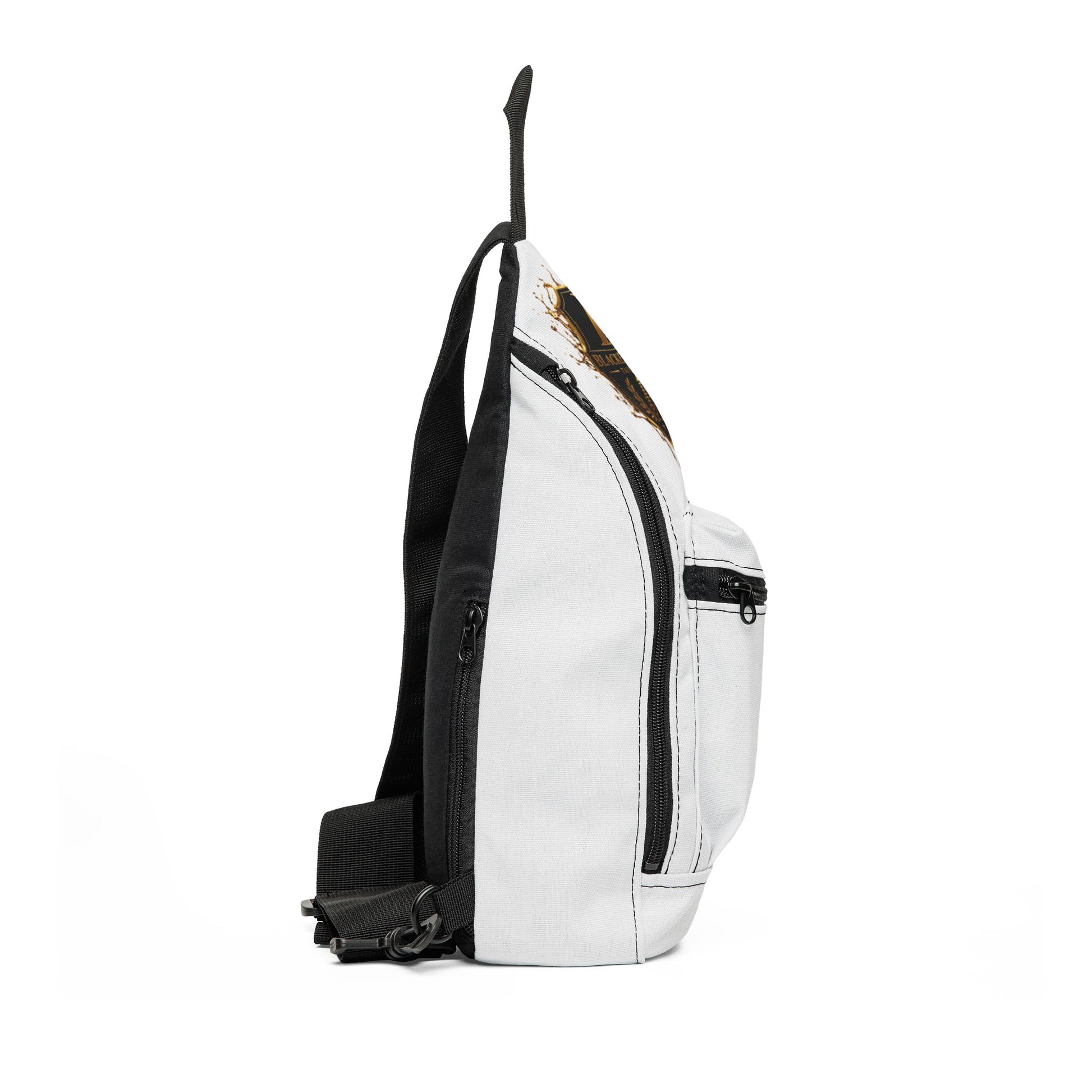 BE Beautiful Crown Sling Bag — Stylish White Crossbody Bag with Gold Emblem