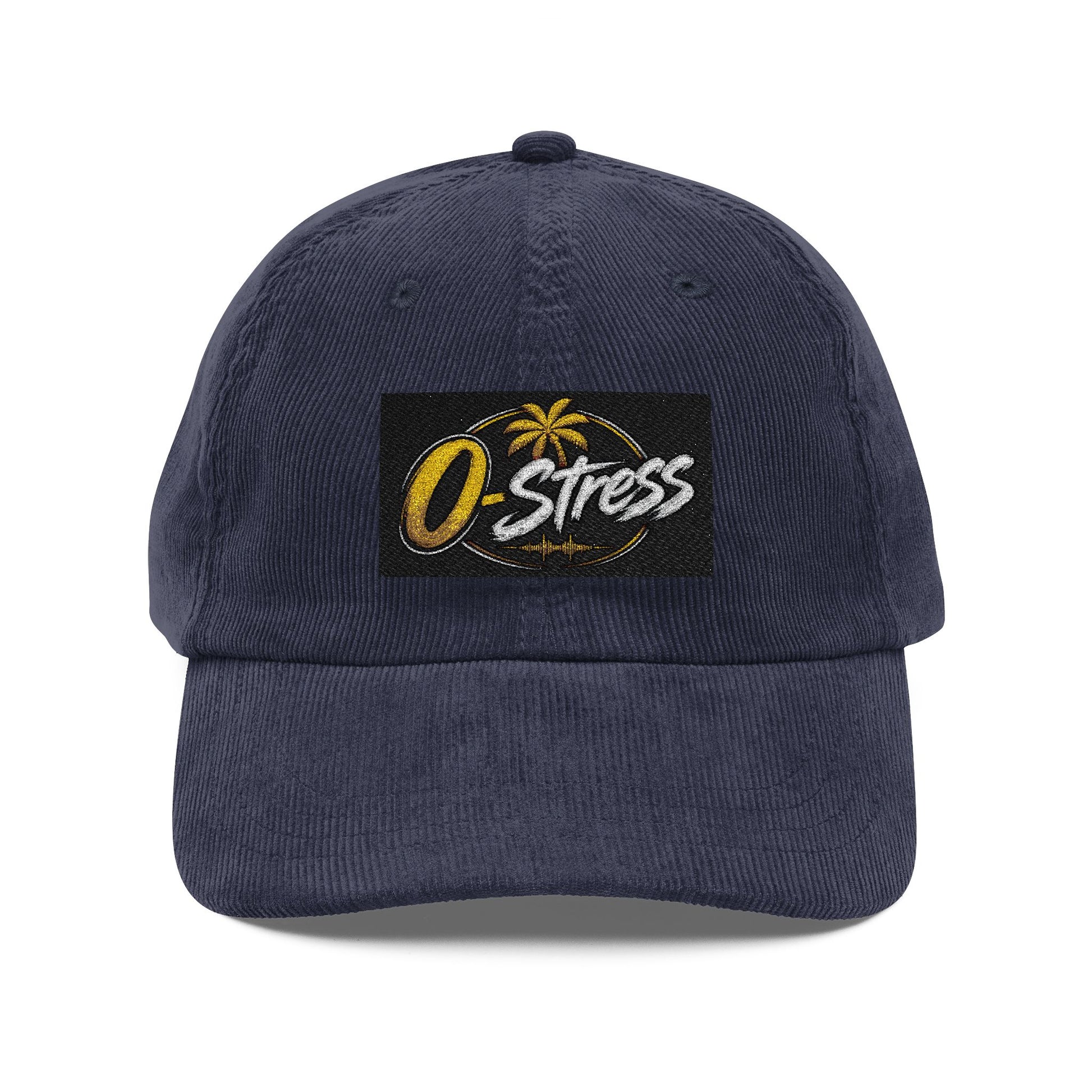 Vintage Corduroy Cap – Embroidered "O Stress" Palm Logo