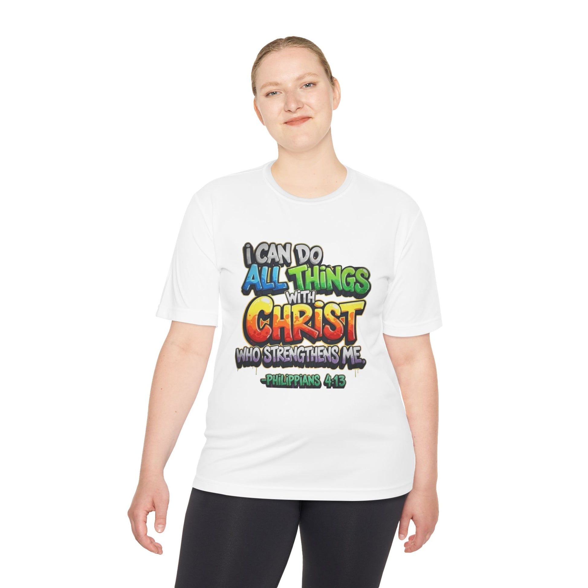 Christian Graphic Tee — "I Can Do All Things With Christ" Philippians 4:13 Moisture-Wicking Shirt