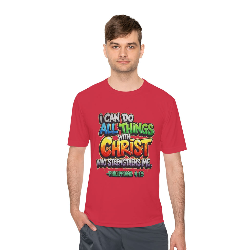 Christian Graphic Tee — "I Can Do All Things With Christ" Philippians 4:13 Moisture-Wicking Shirt