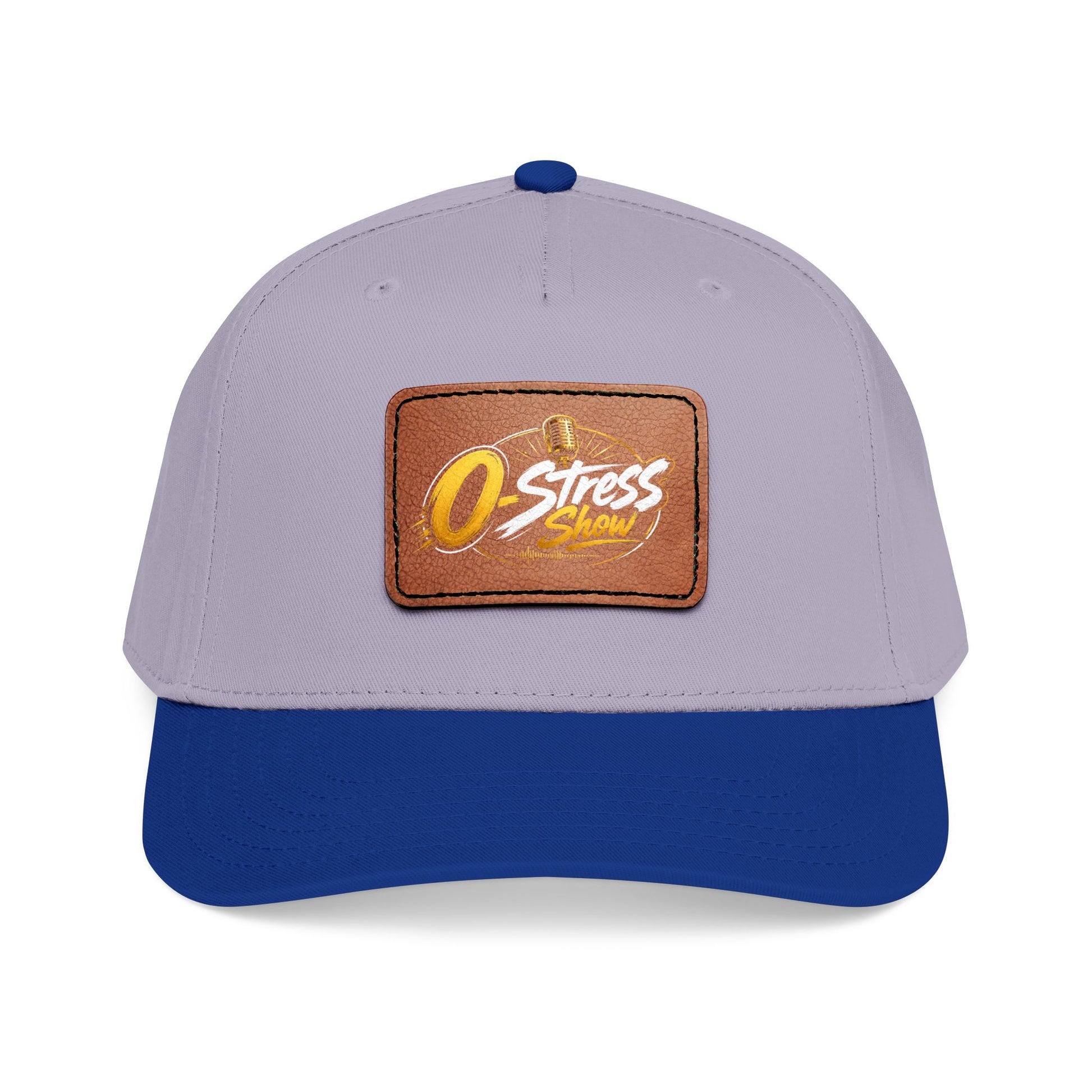 Leather Patch Baseball Cap — "No Stress" Retro Logo