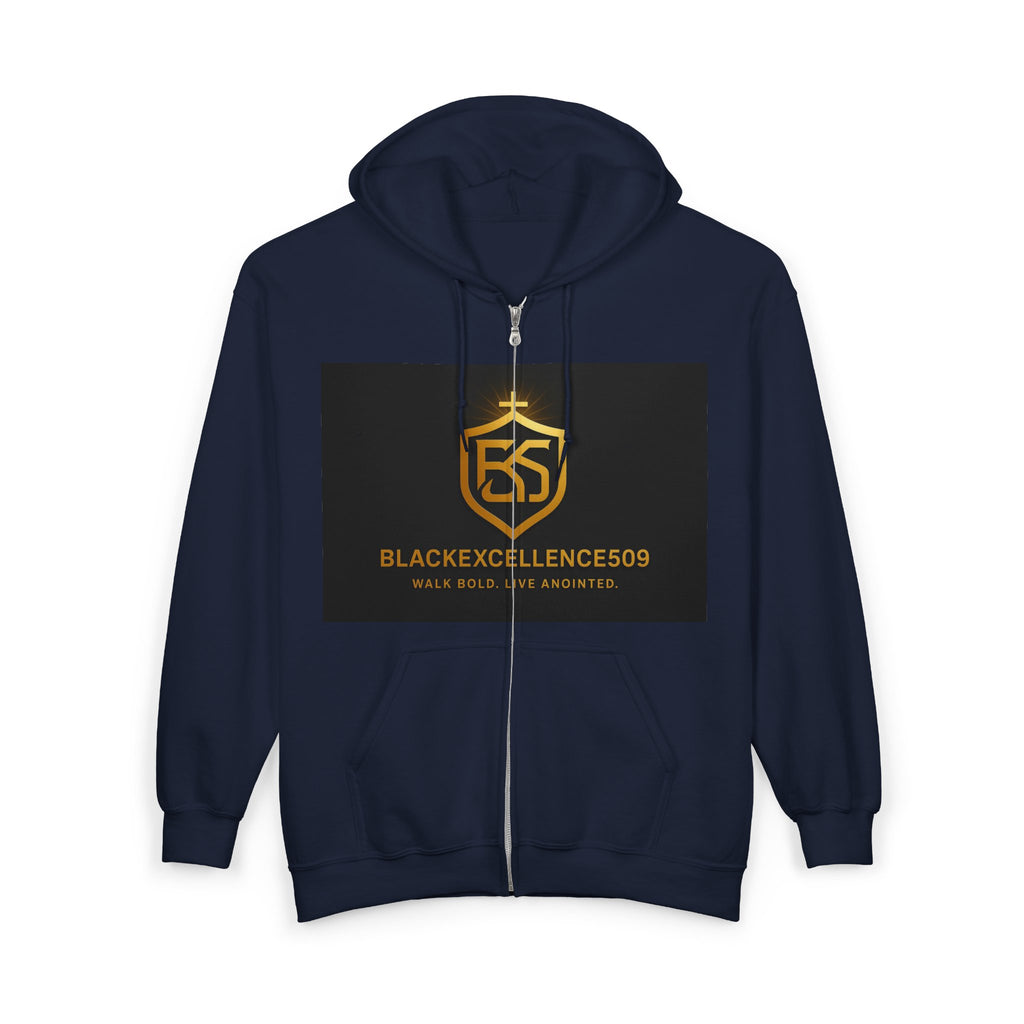 Gold Logo Zip-Up Hoodie - Comfortable Streetwear, Perfect for Casual Outings, Gifts for Trendsetters, Athletes, Everyday Wear