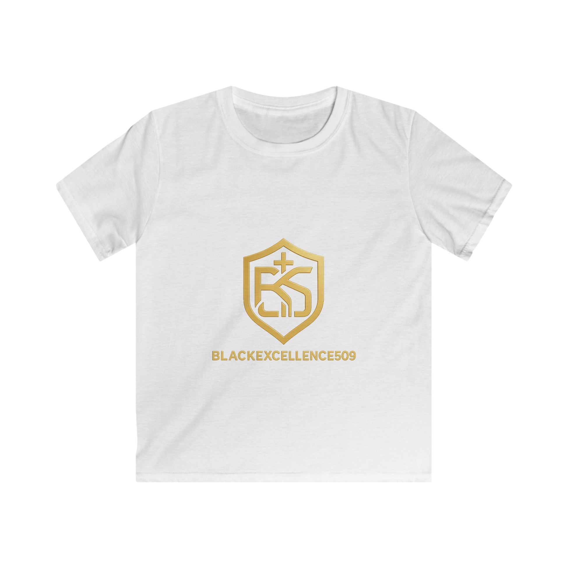 Kids Tee — Gold BlackExcellence509 Shield Logo