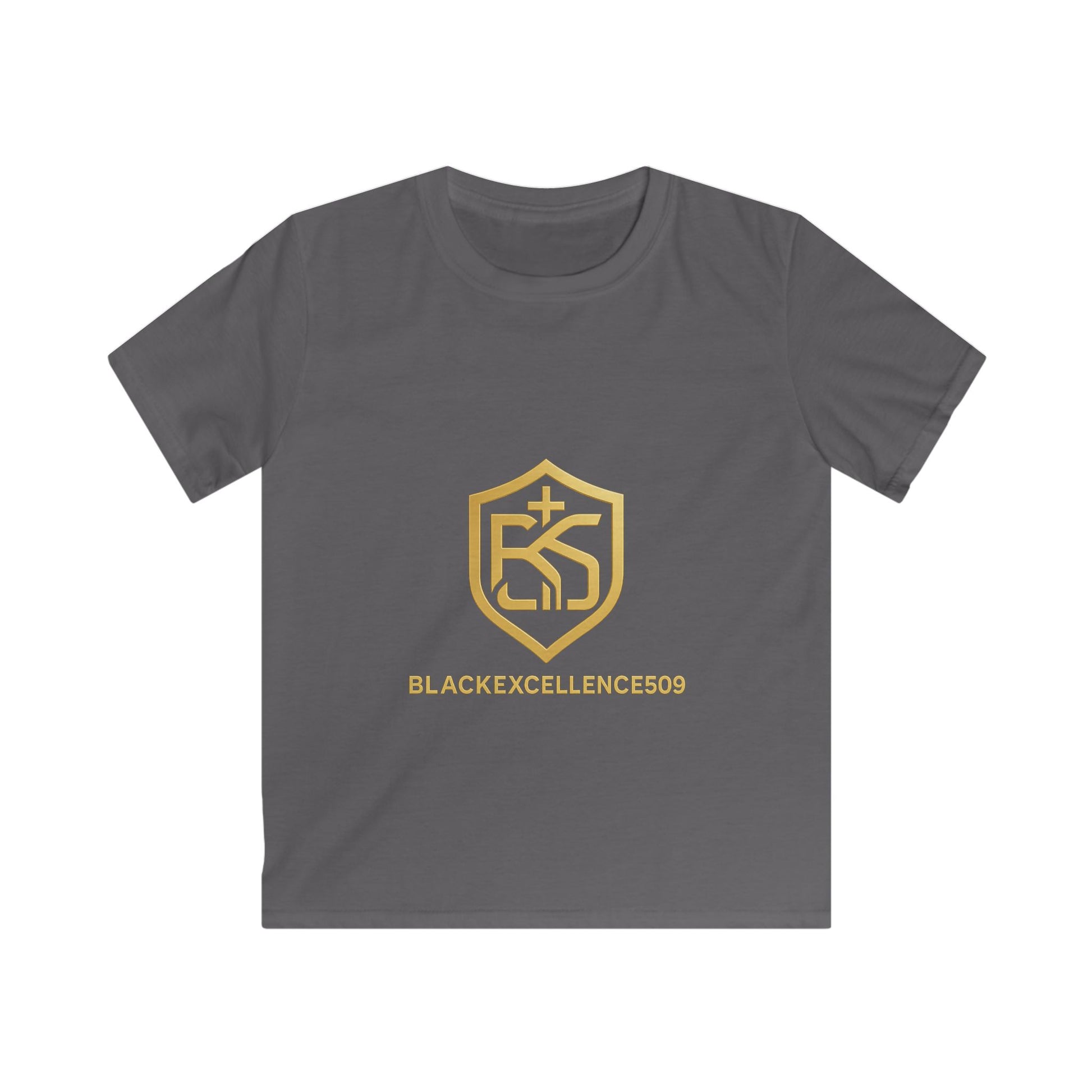 Kids Tee — Gold BlackExcellence509 Shield Logo