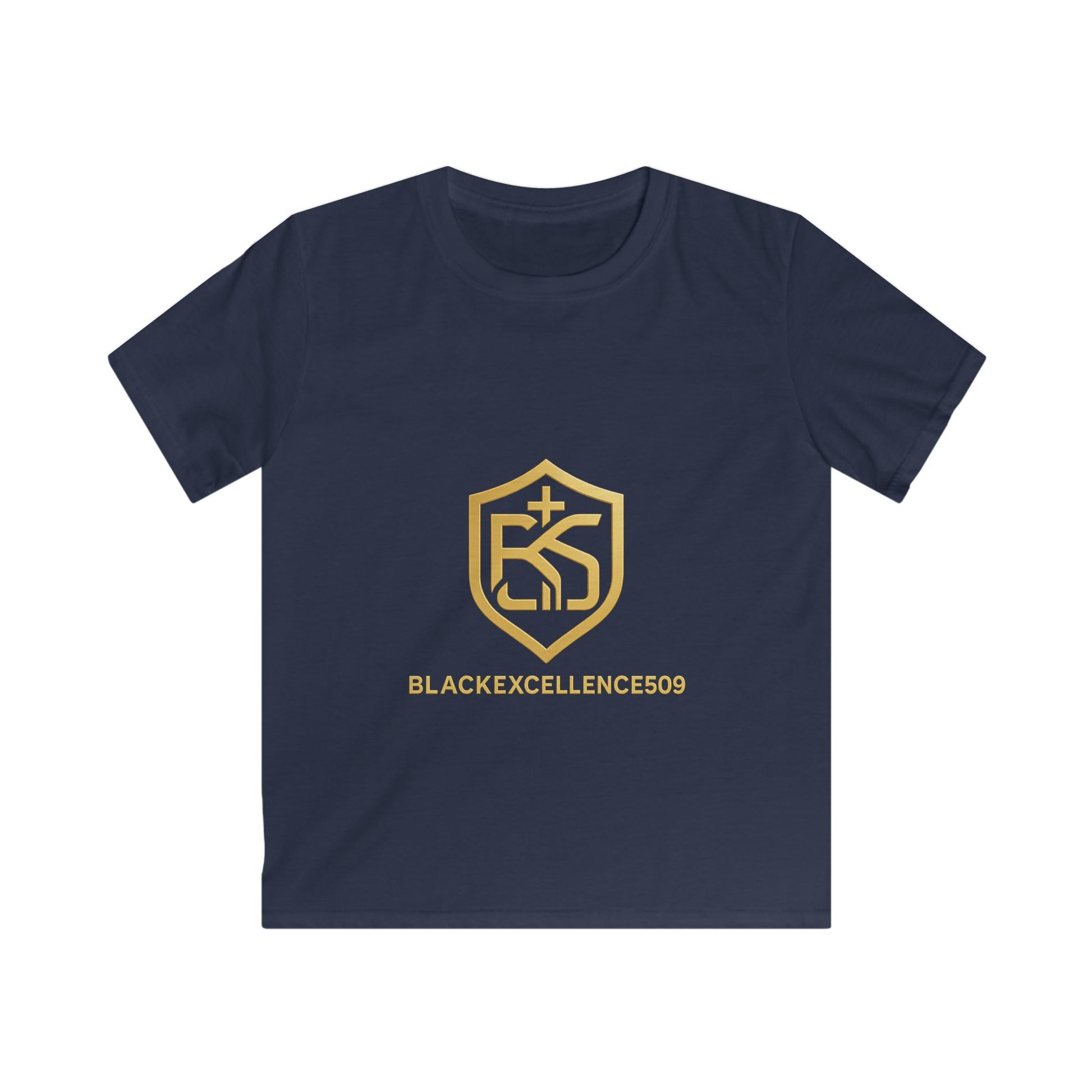 Kids Tee — Gold BlackExcellence509 Shield Logo