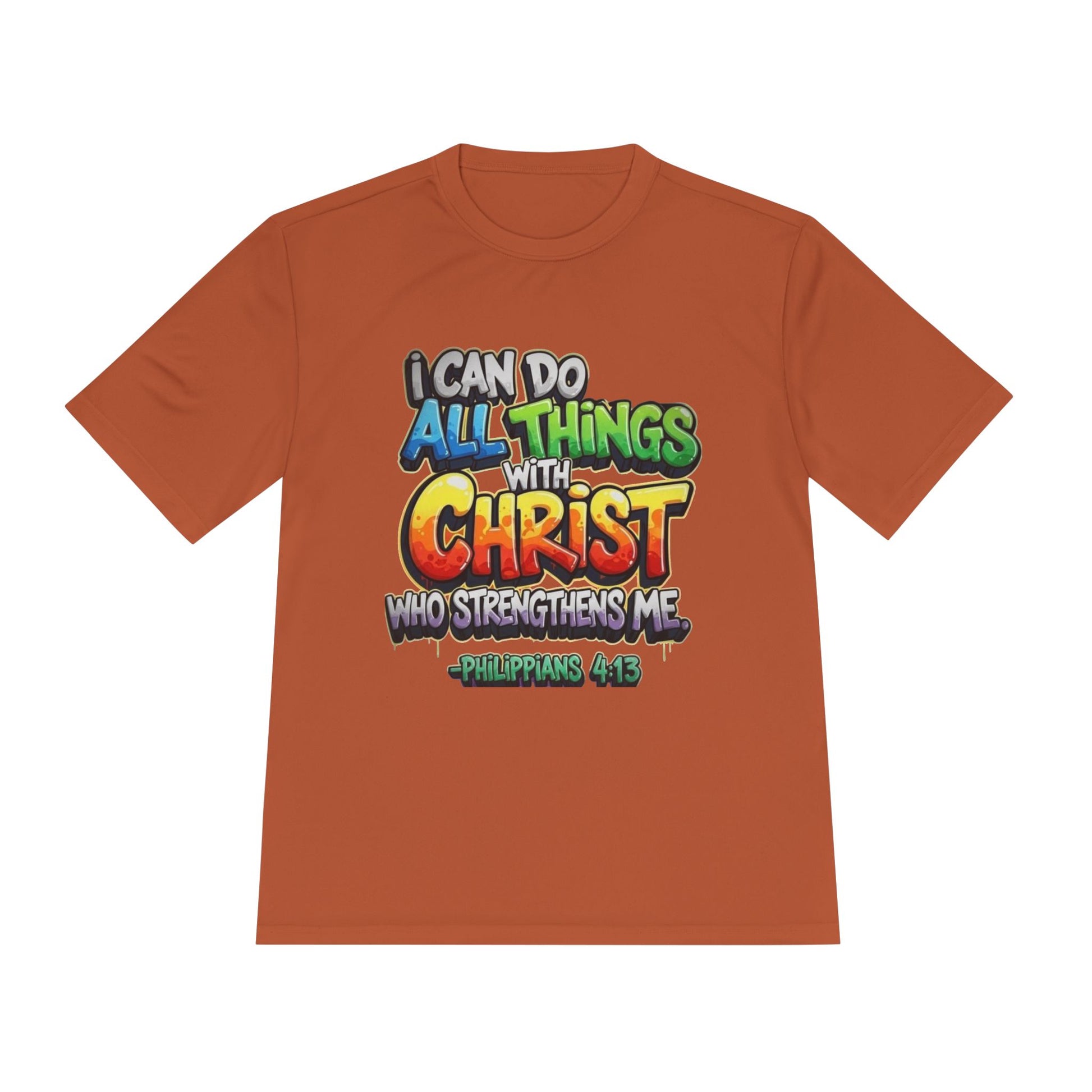 Christian Graphic Tee — "I Can Do All Things With Christ" Philippians 4:13 Moisture-Wicking Shirt