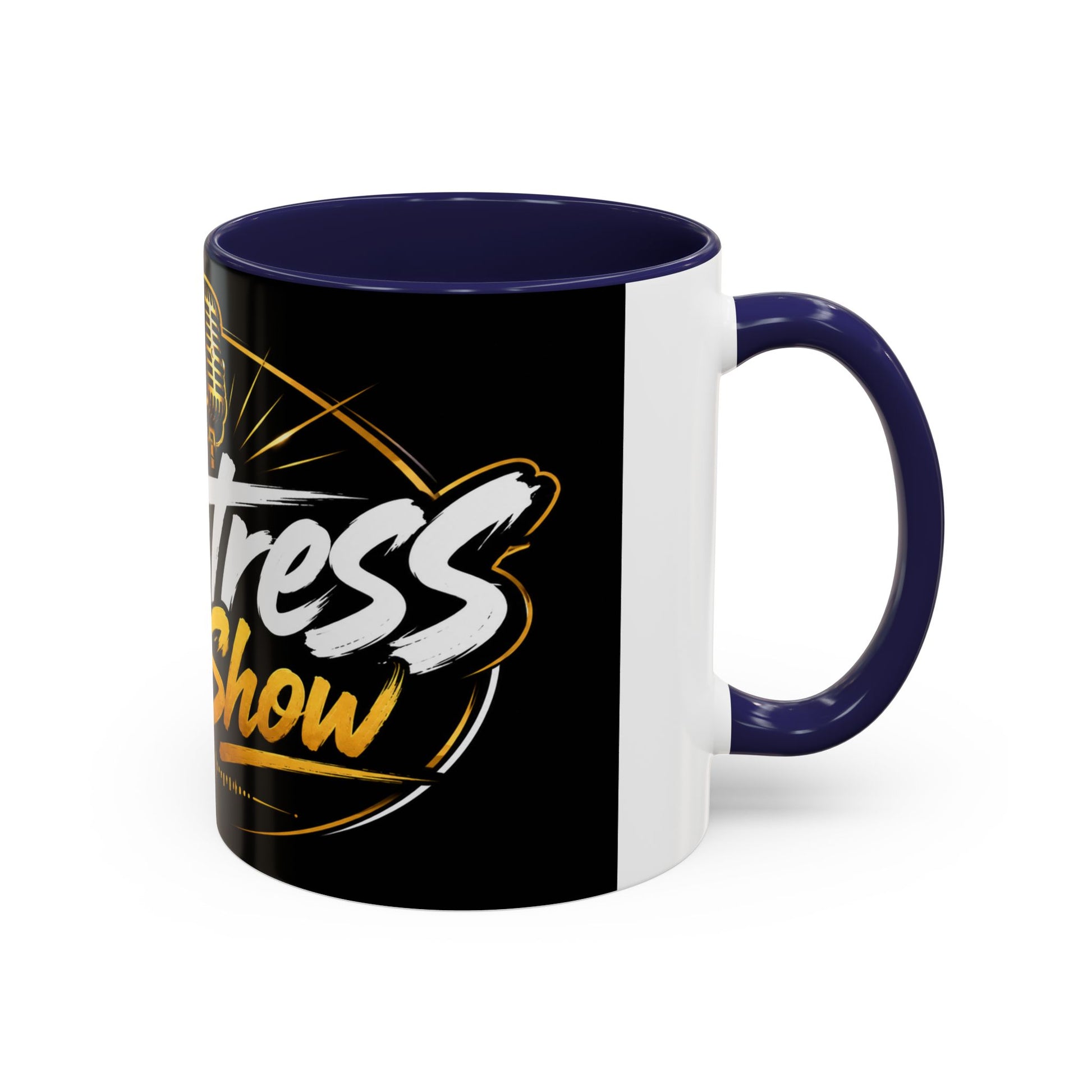 Accent Coffee Mug — '2-Stream Show' Black & Gold Podcast Logo Coffee Mug (11/15 oz)