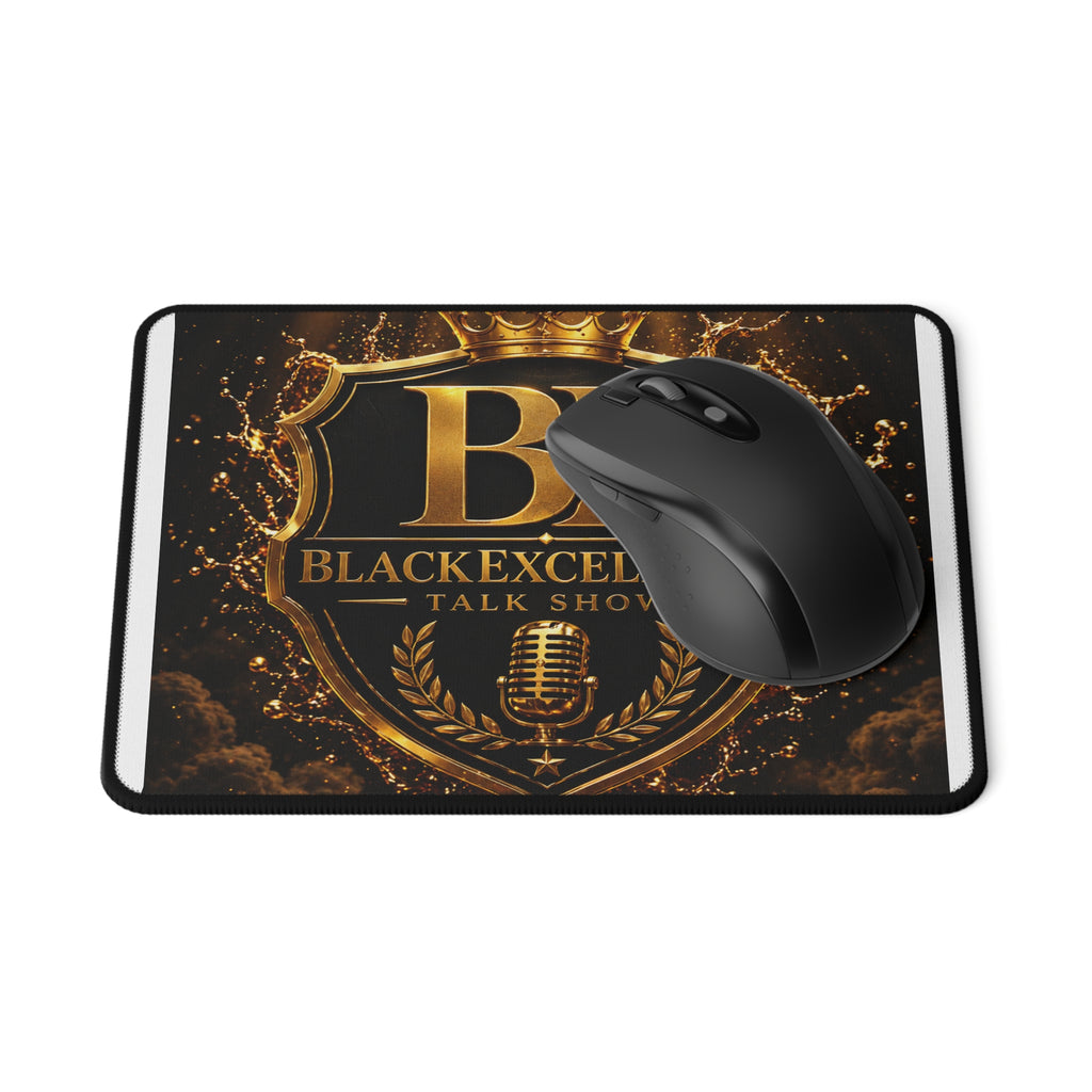 Black Excellence Talk Show Mouse Pad — Gold Crest Non‑Slip Gaming Mat