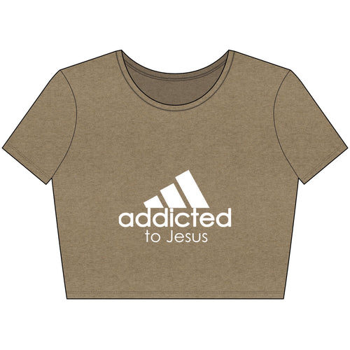Addicted to Jesus Crop Tee, Faith-Inspired Shirt, Religious Apparel, Christian Gift, Casual Crop Top, Spiritual Fashion