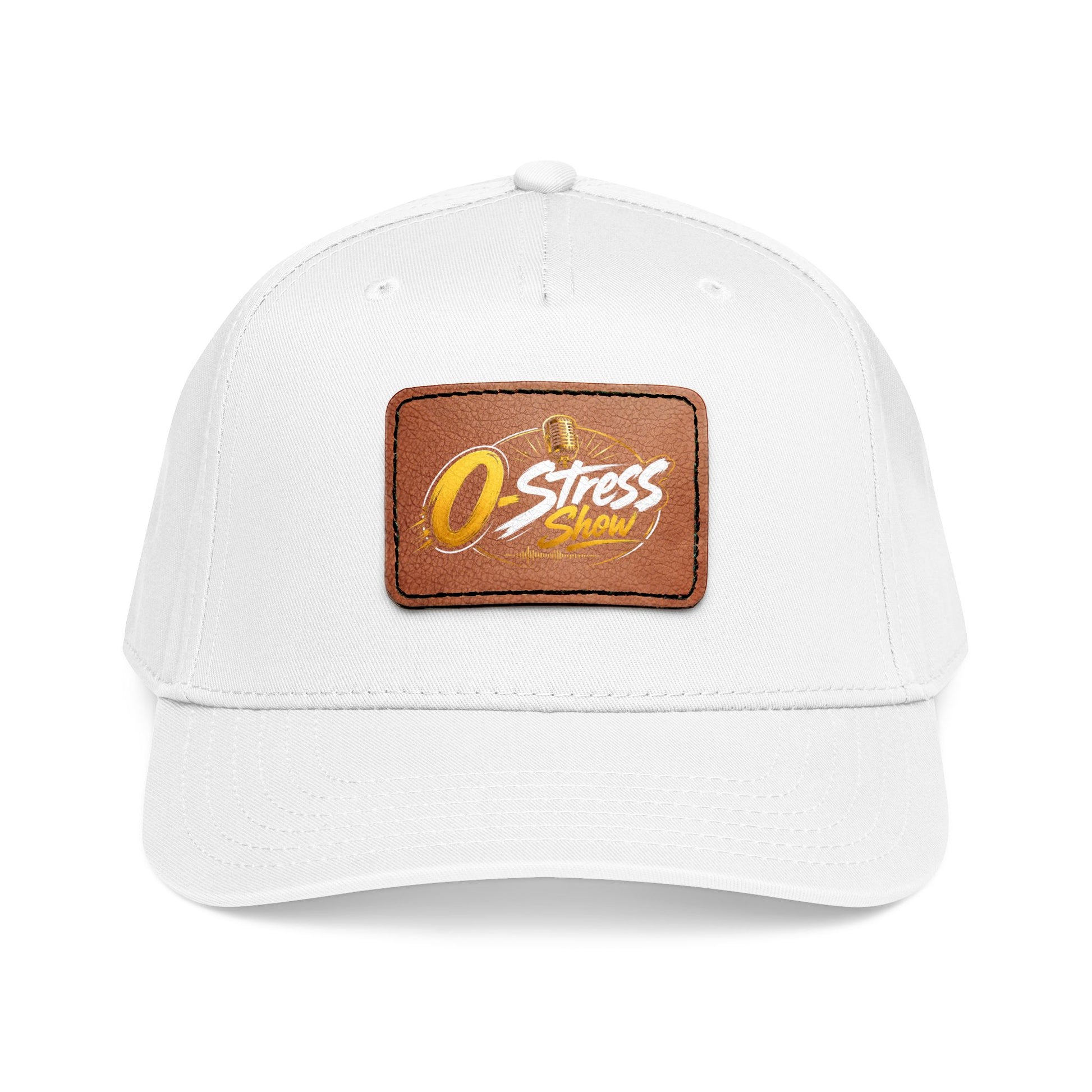 Leather Patch Baseball Cap — "No Stress" Retro Logo