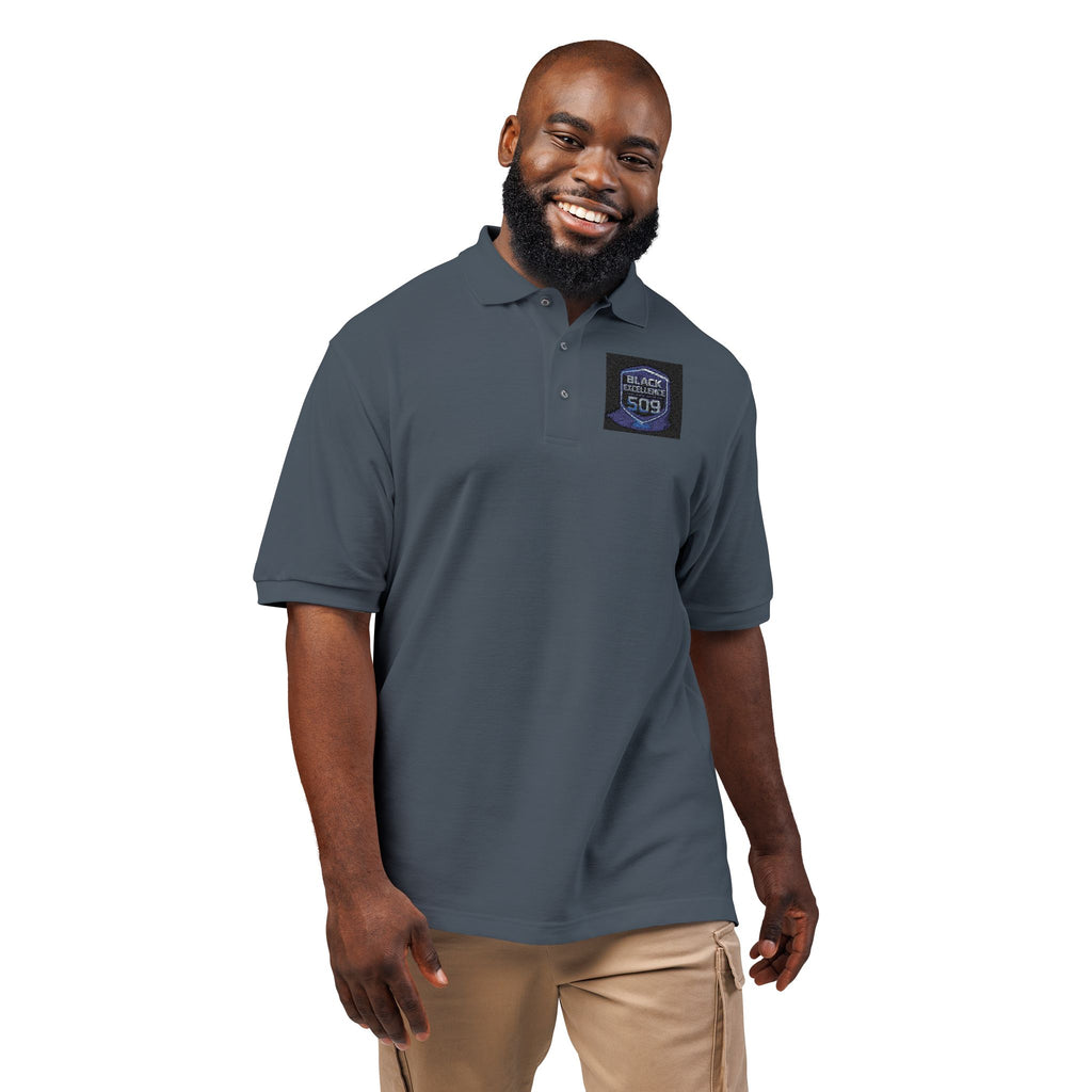 Embroidered 'Stay Weird' Blue Galaxy Polo