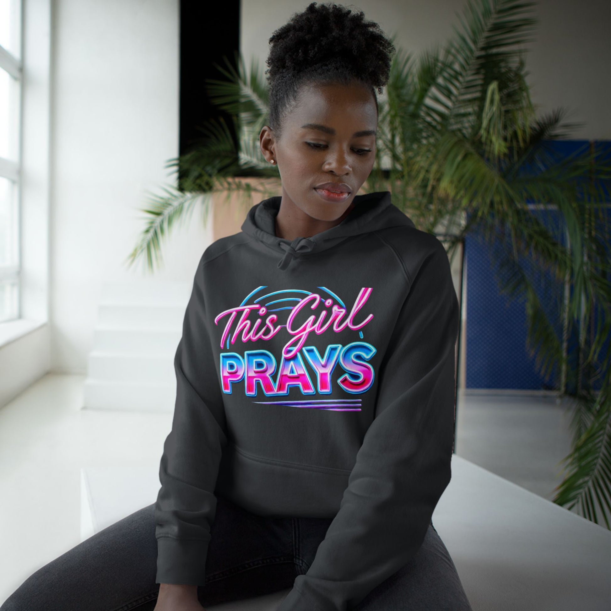 This Girl Prays Hoodie — Women's Faith Graphic Hoodie