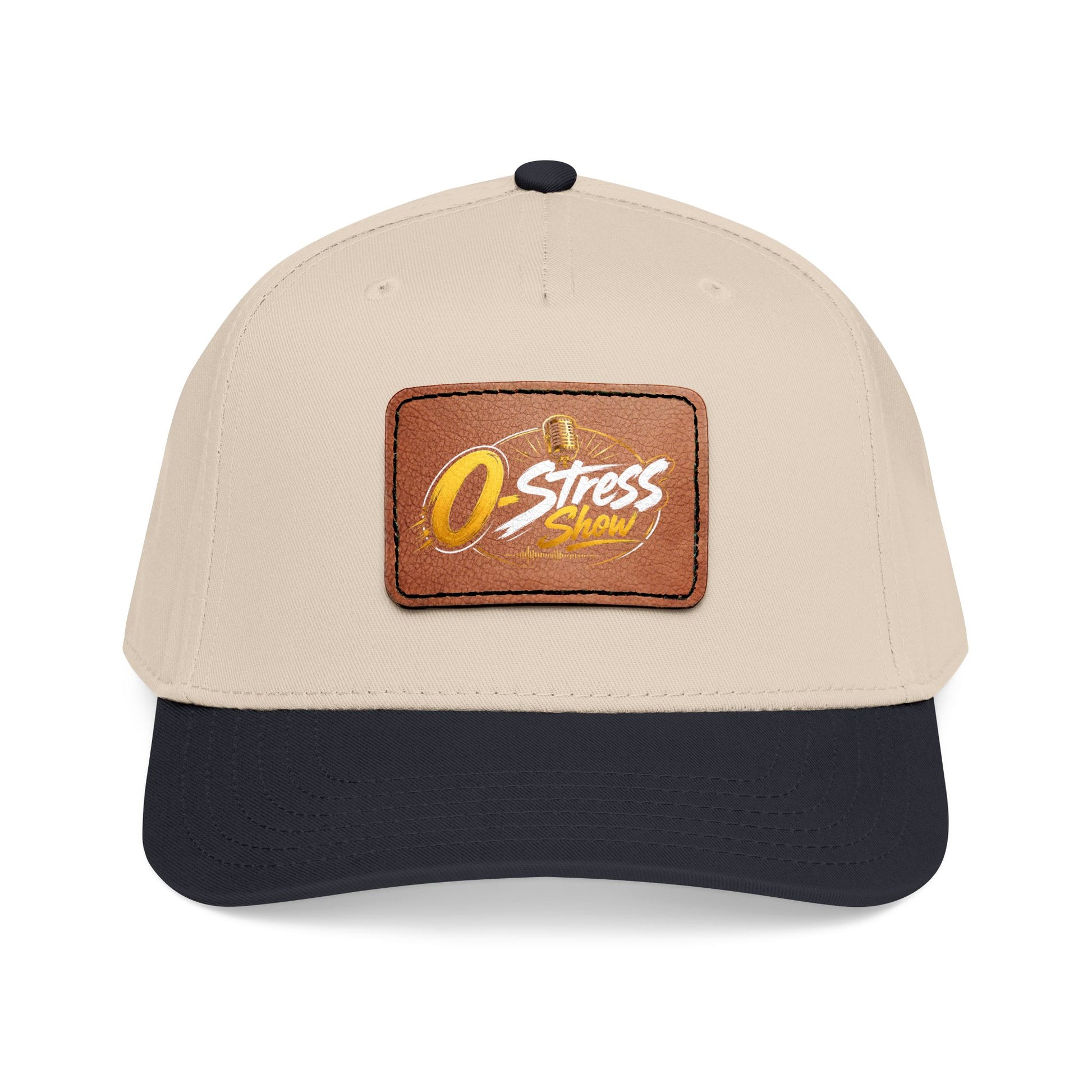 Leather Patch Baseball Cap — "No Stress" Retro Logo