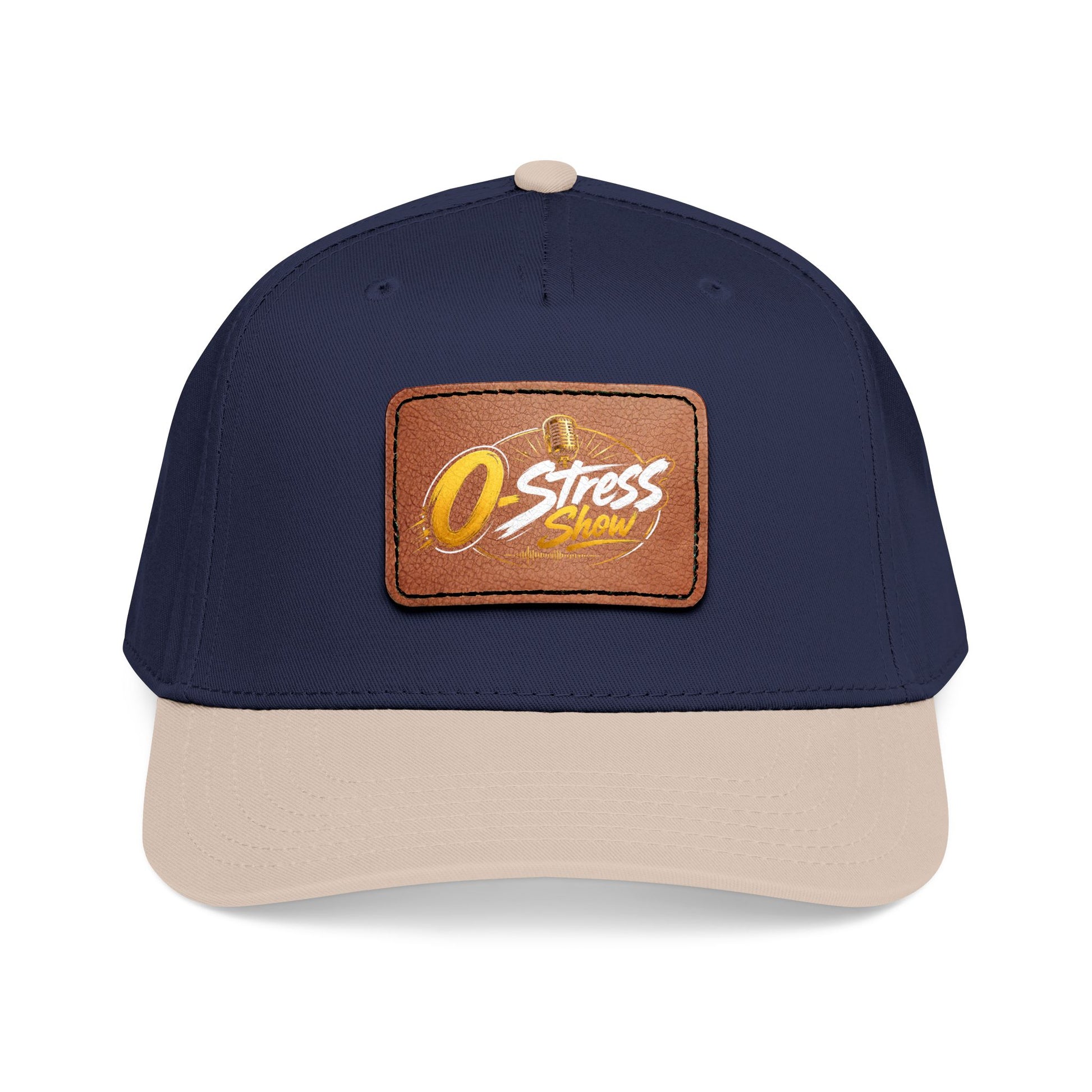 Leather Patch Baseball Cap — "No Stress" Retro Logo