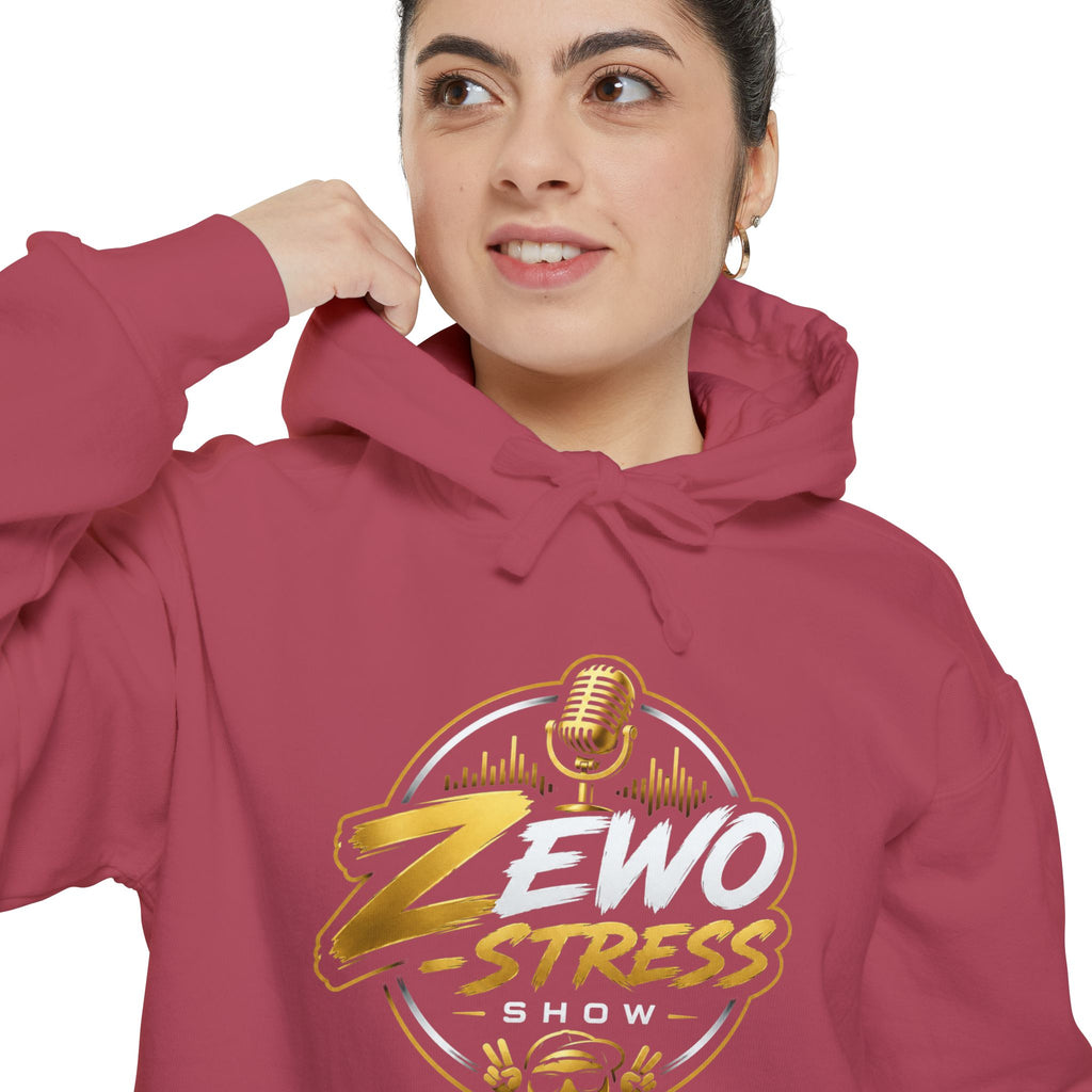 Z-Stress Hoodie — Relaxed Graphic Pullover with Gold Zen Design