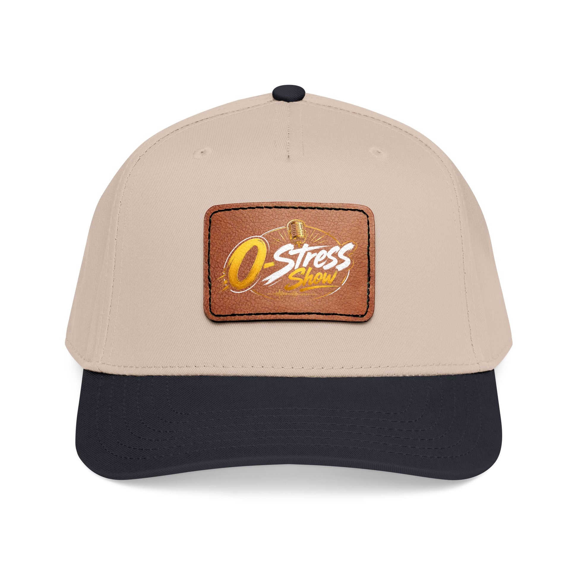 Leather Patch Baseball Cap — "No Stress" Retro Logo