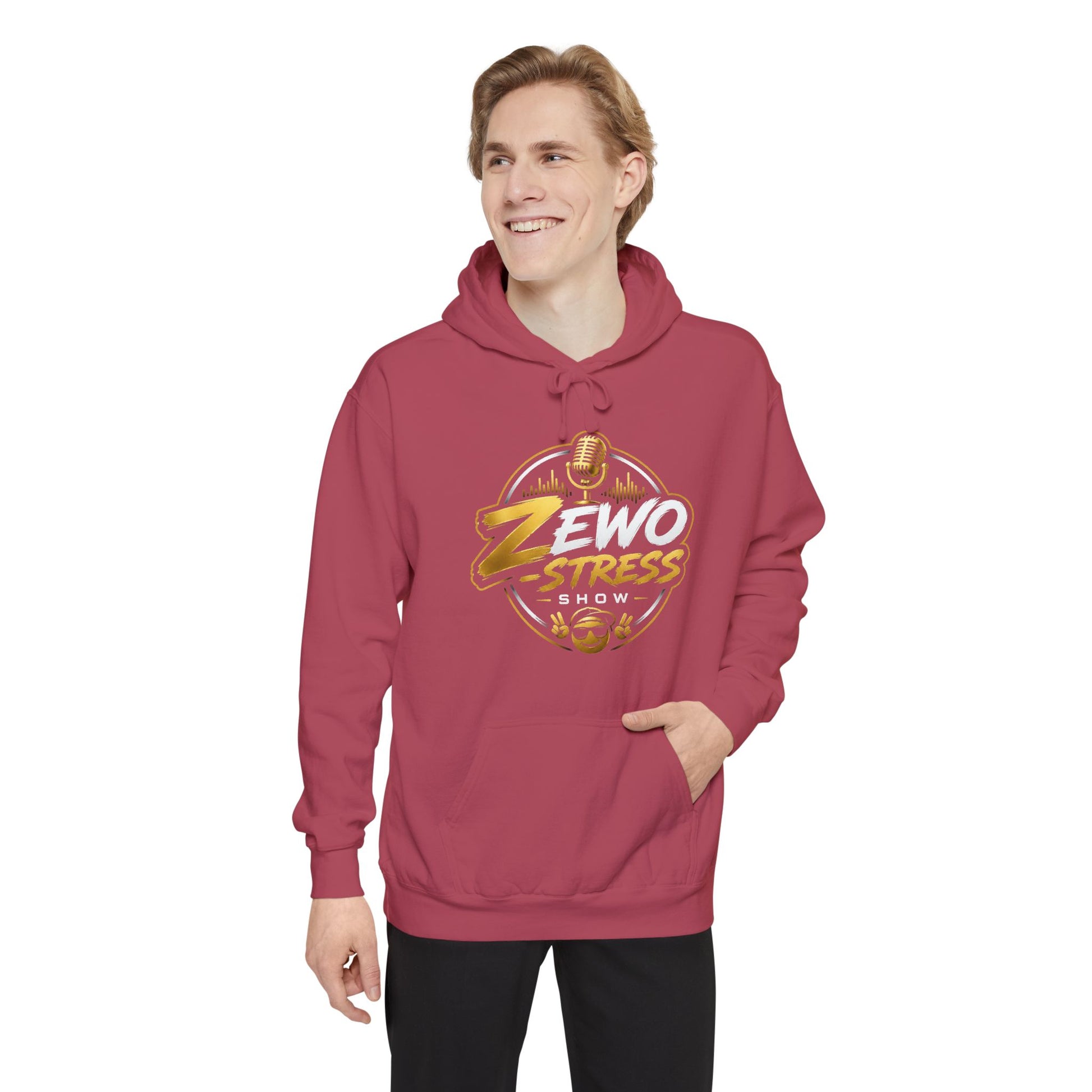 Z-Stress Hoodie — Relaxed Graphic Pullover with Gold Zen Design